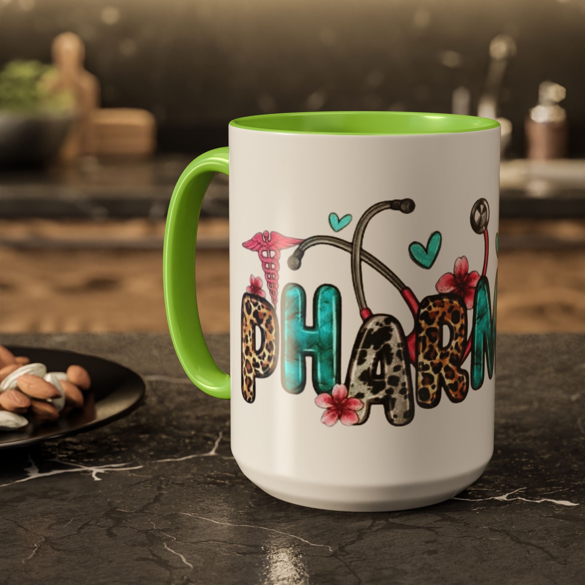 Pharmacy Nurse Coffee Mug — Cute Leopard & Teal Medical Design (11oz/15oz)Christmas mug for all healthcare heroes