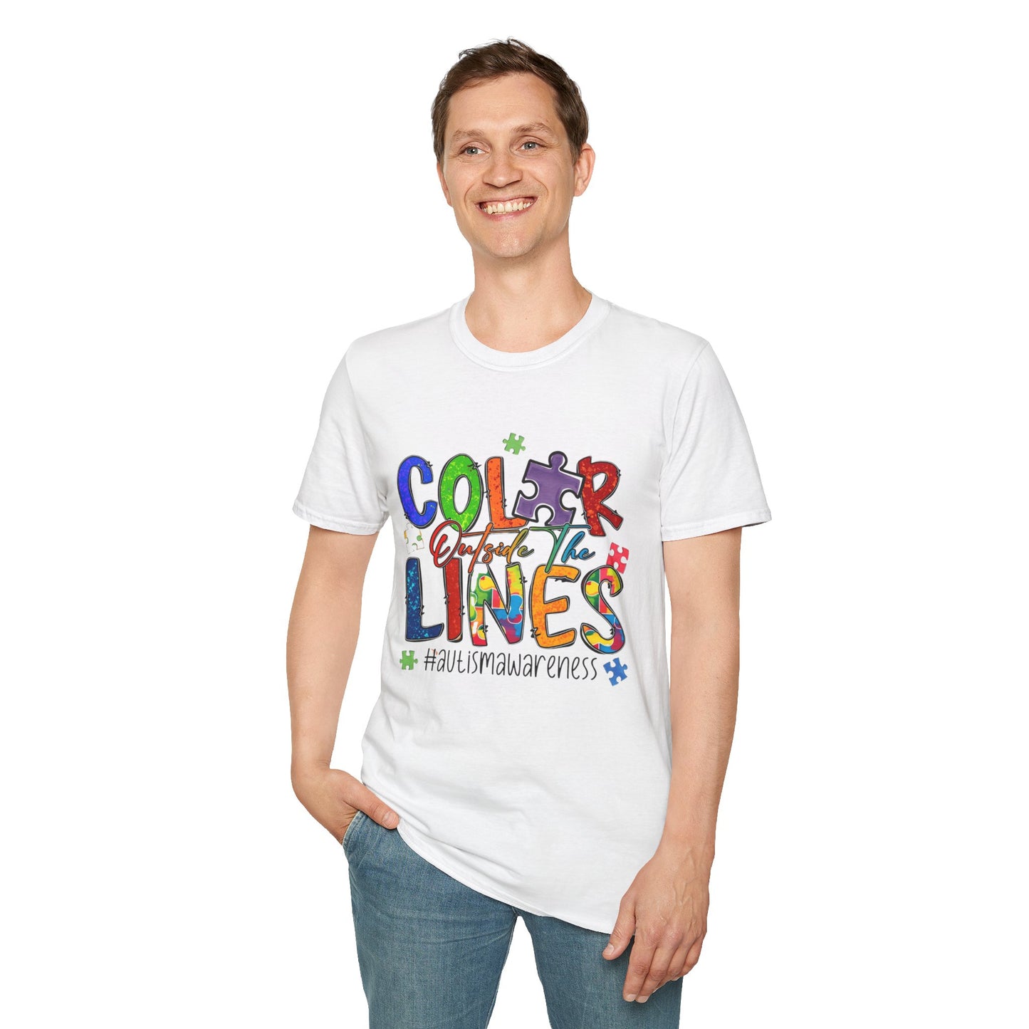 Color Outside the Lines Unisex T-Shirt for Autism Awareness