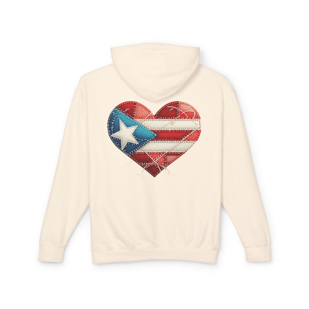 Jíbara Hoodie — Puerto Rican Heart Flag Lightweight Hooded Sweatshirt
