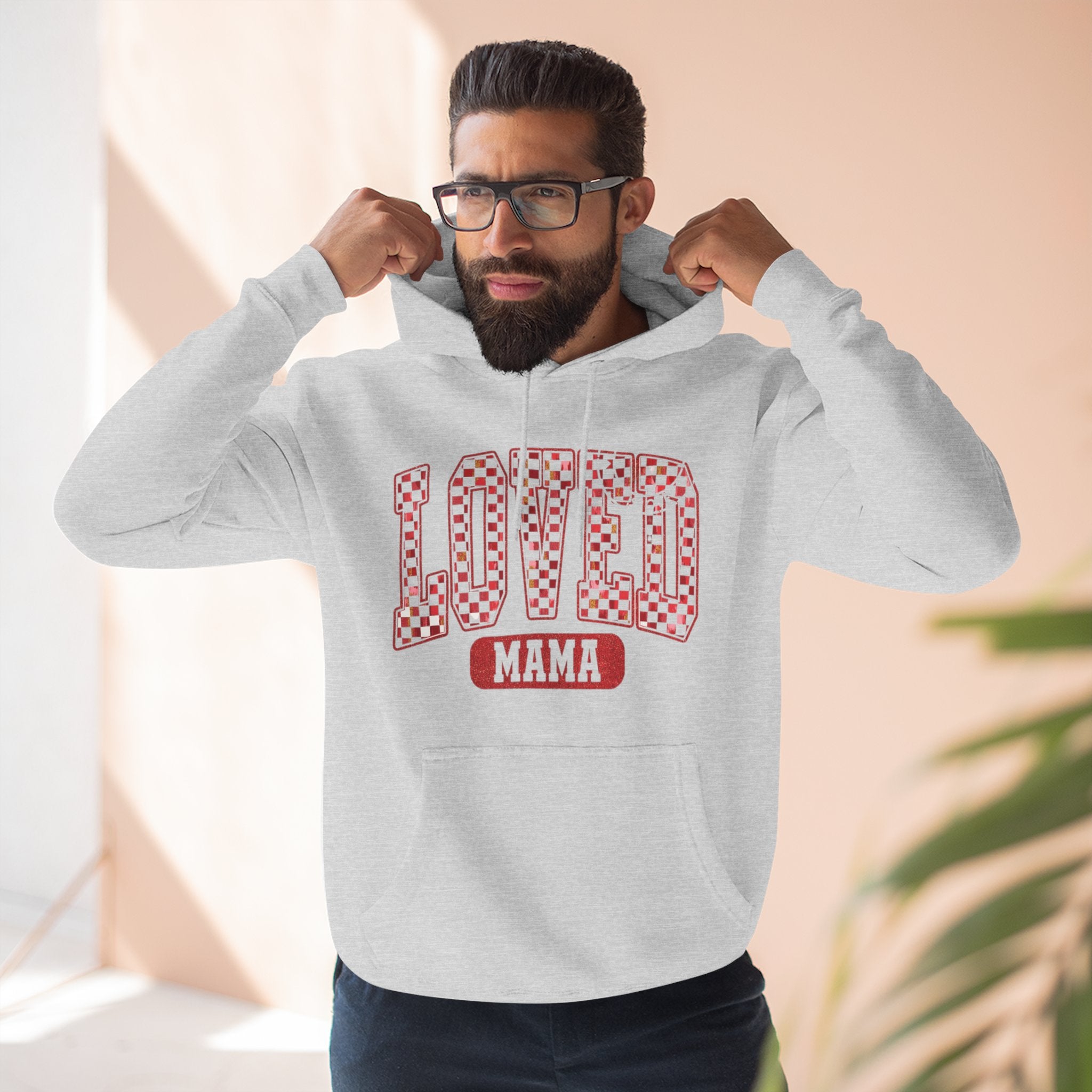 Hoodie  Loved Mama Checkerboard Graphic Hoodie