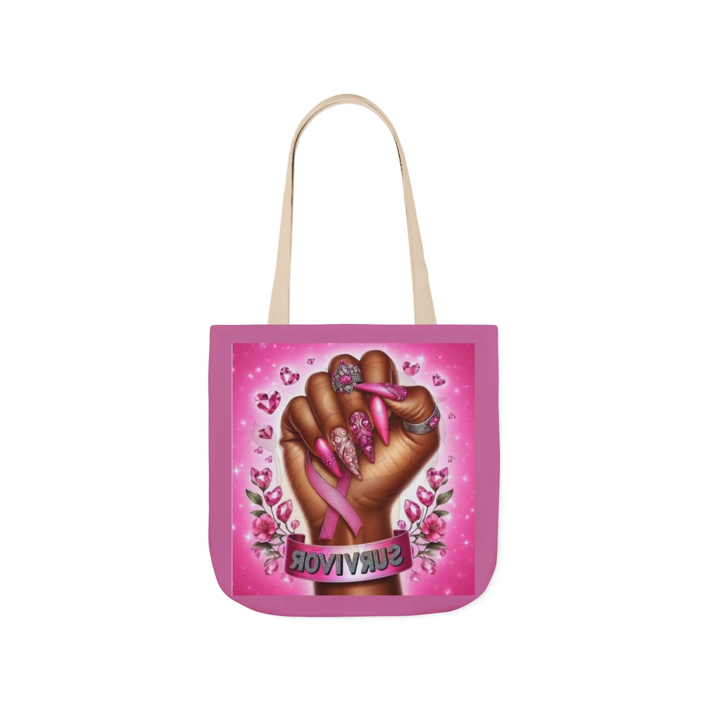 Breast Cancer Survivor Tote Bag  Pink Ribbon Empowerment Canvas Tote