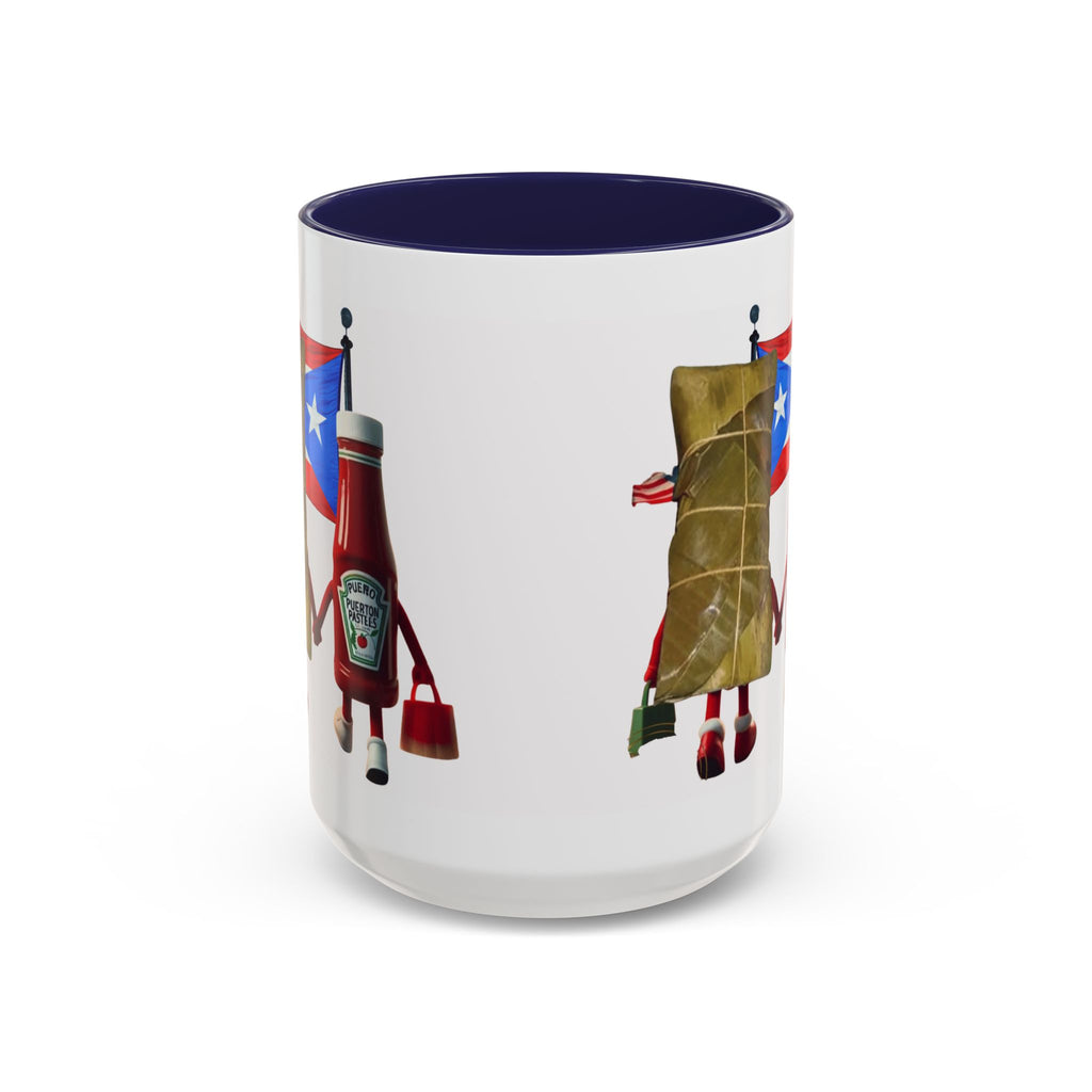 Puerto Rican Flag Ketchup & Pasteles Coffee Mug — Funny Food Friends Accent Mug (11/15oz)