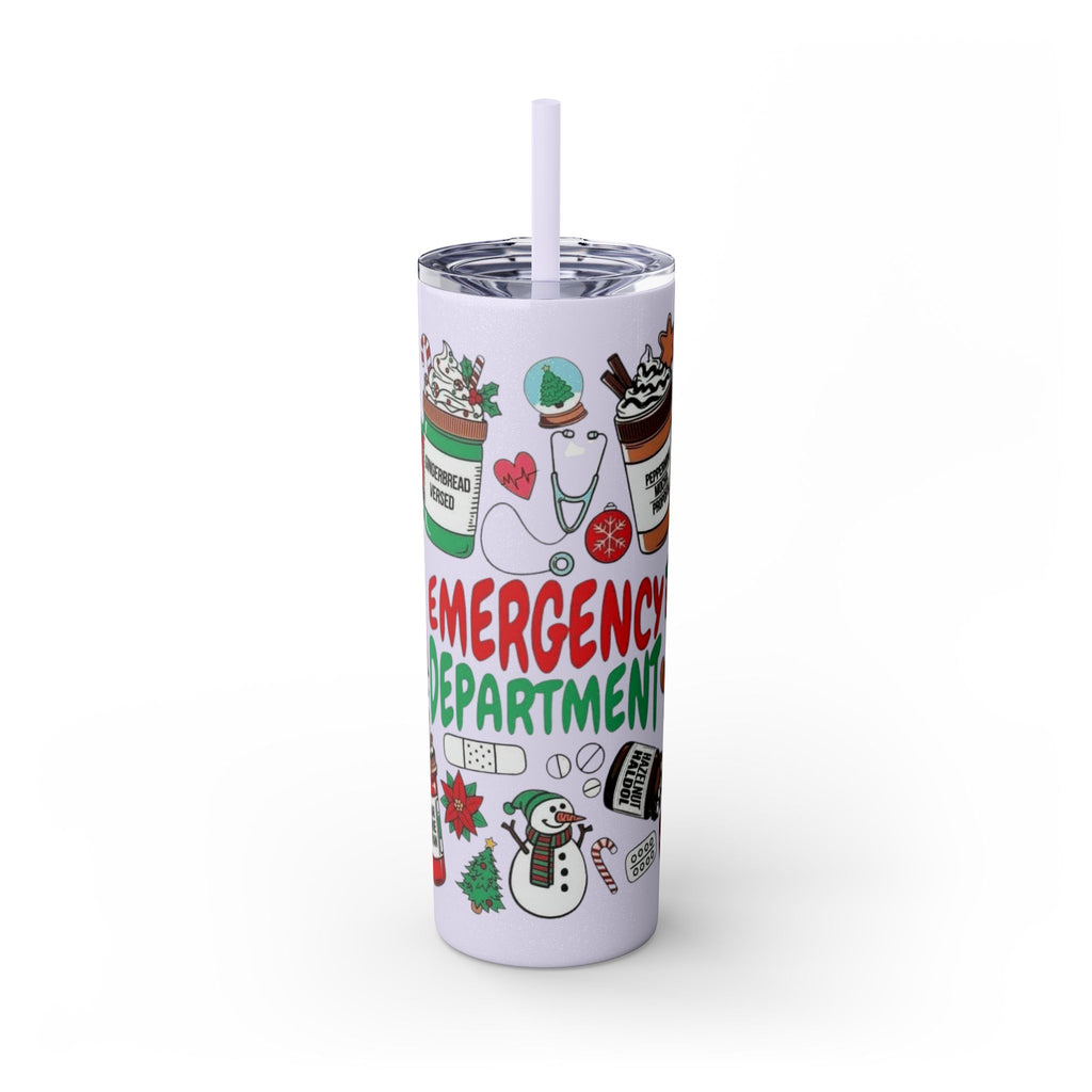 Emergency Department Nurse Christmas Skinny Tumbler - 20oz Holiday Medical Travel Cup with Straw Medical Christmas Mug