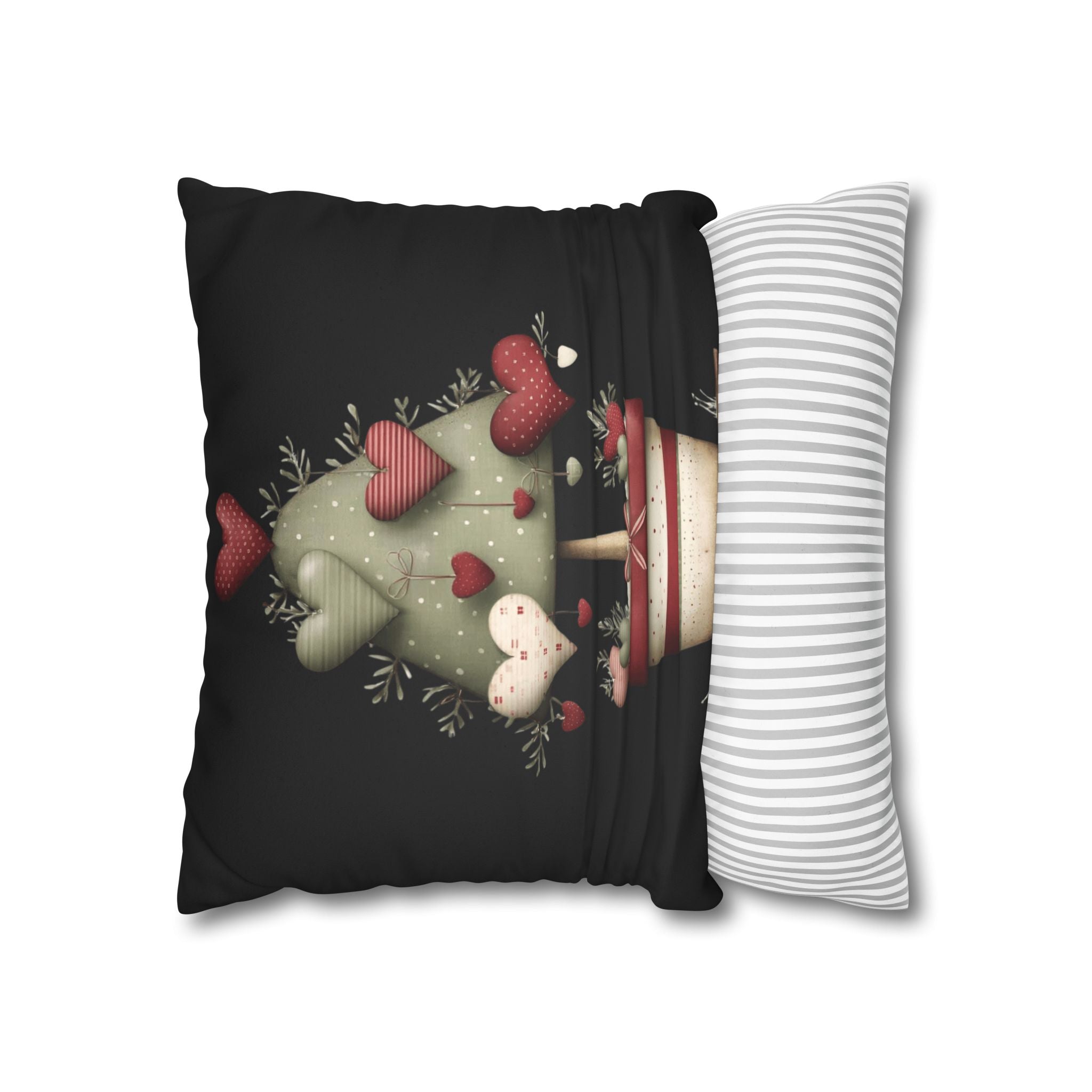 Valentine Heart Topiary Faux Suede Pillowcase CHRISTMAS PILLOW DÉCOR