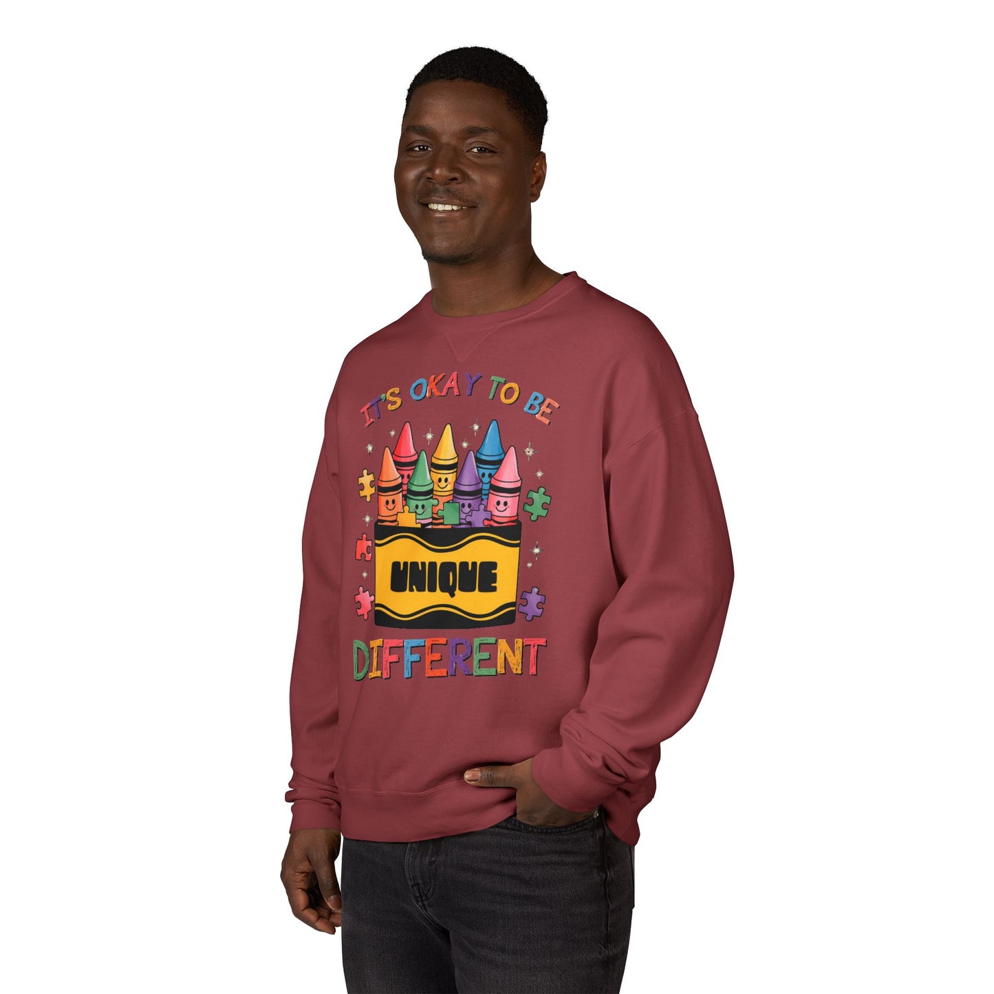 Autism Awareness & Pride Collection Unique & Different Crewneck Sweatshirt - Unisex ComfortWash®