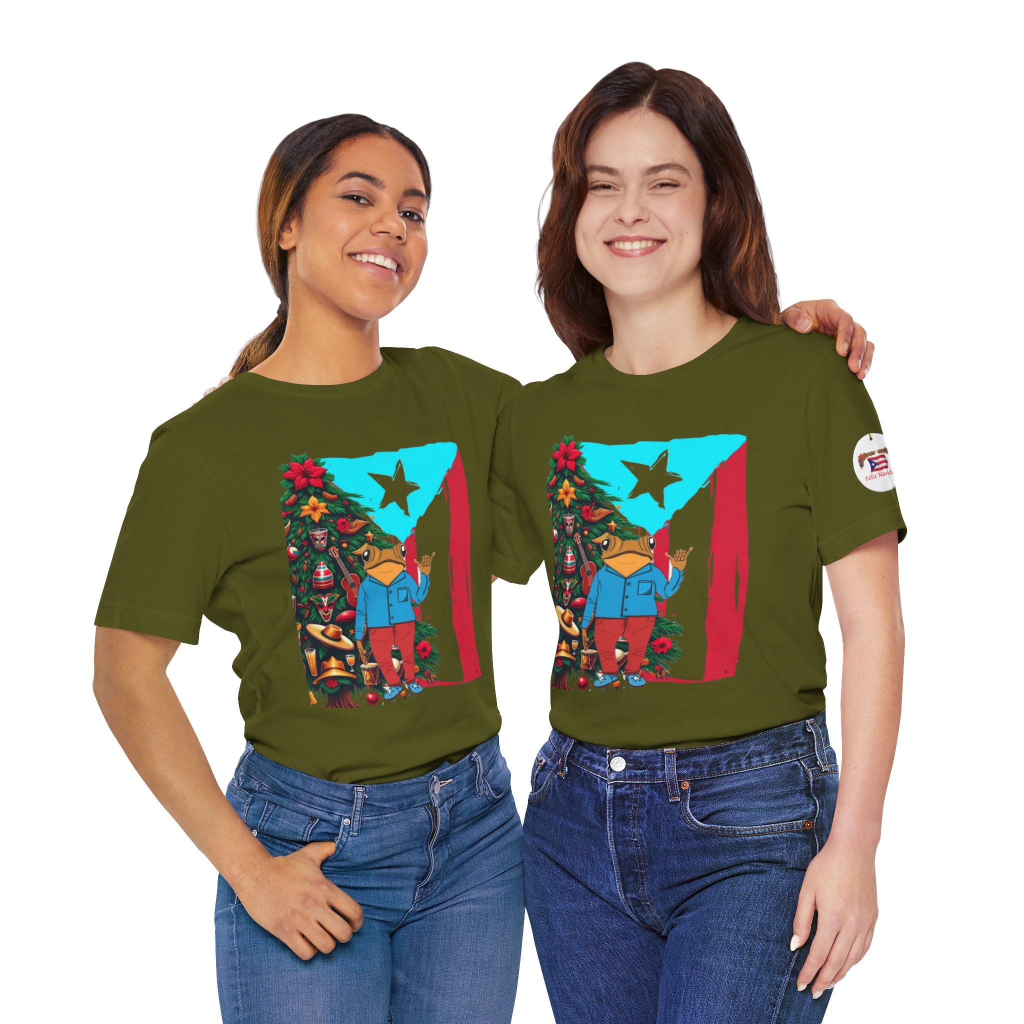 Puerto Rico Holiday T-Shirt  Coquí by Christmas Tree Graphic Puerto Rico’s Navidades