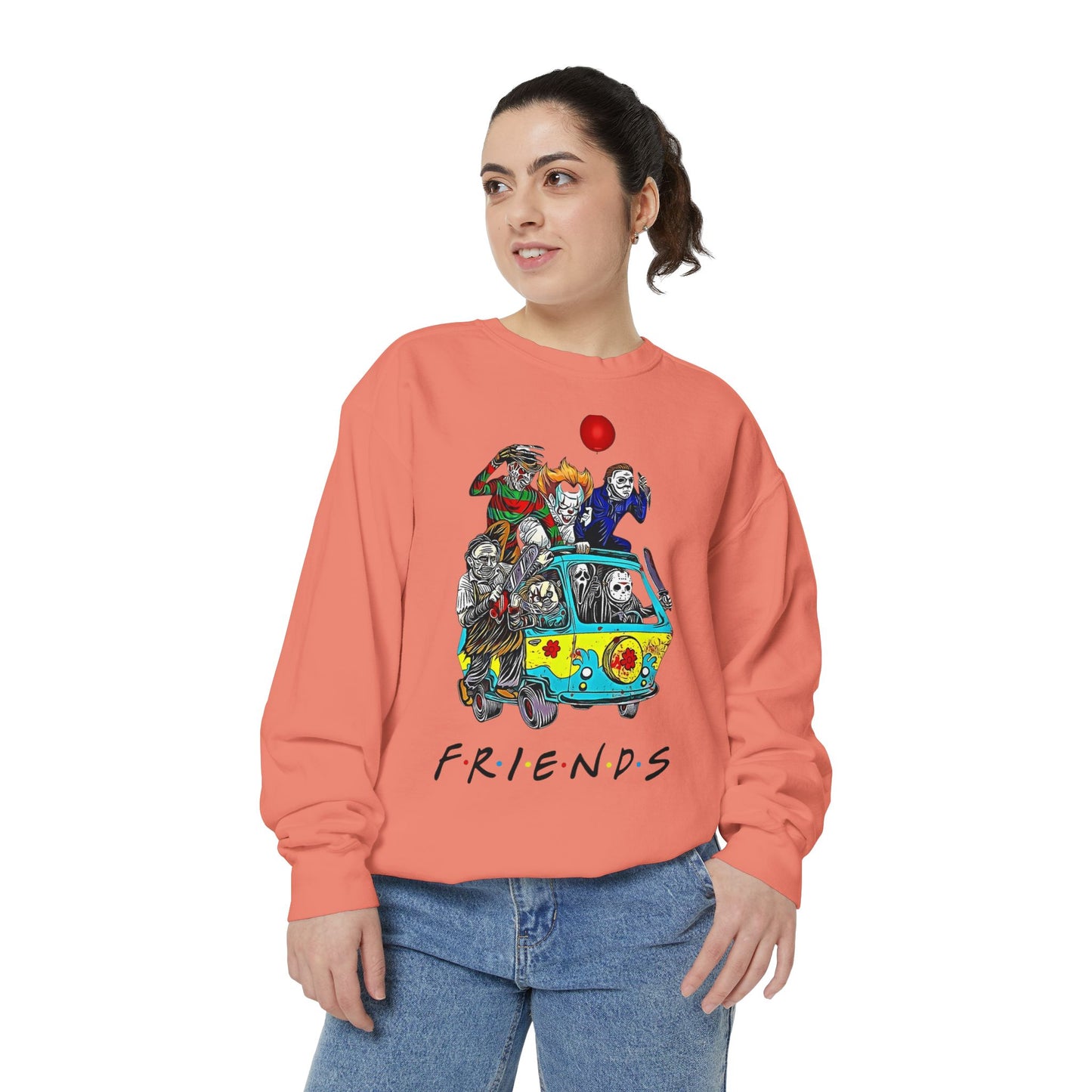 Friends-Inspired Unisex Garment-Dyed Sweatshirt, Cozy Casual Wear, Unique Graphic Sweatshirt, Perfect Gift, Everyday Style