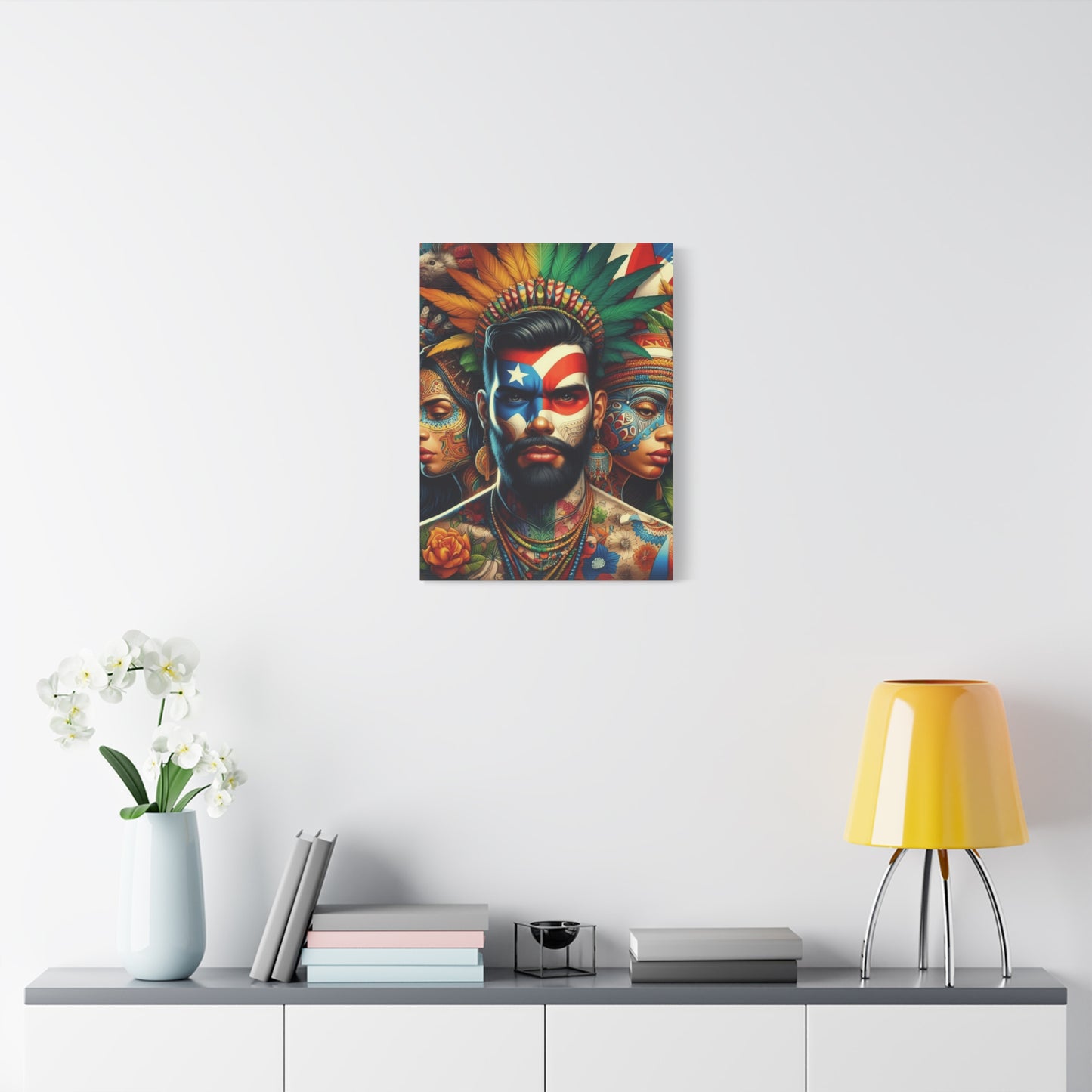 La Isla del Encanto Taíno Symbol Design Vibrant Cultural Art Canvas Print, Wall Decor, Home Decoration, Unique Artwork, Bohemian Style, Gift for Art Lovers