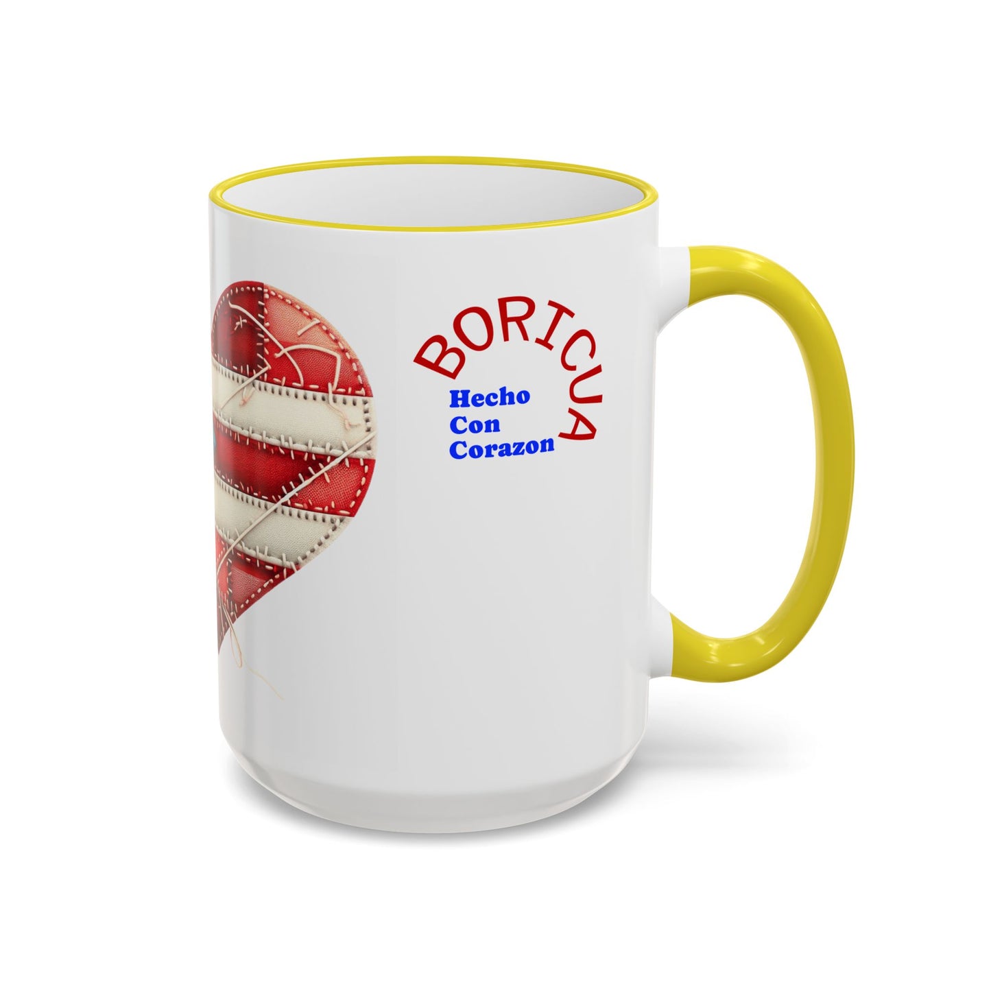 Puerto Rico Flag Heart Accent Rim Mug — Patriotic Coffee Cup (11oz/15oz)