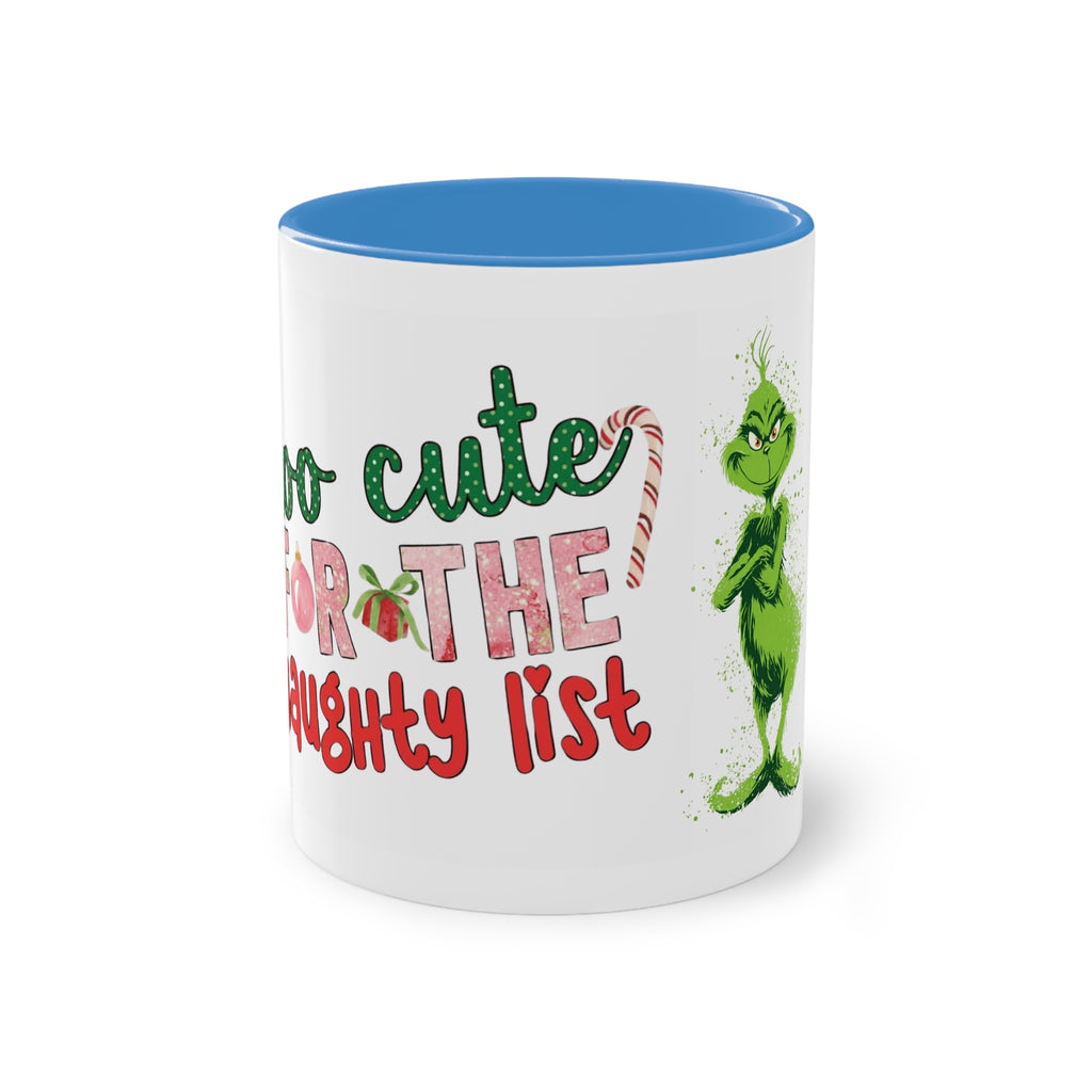 Cute Grinch Two-Tone Coffee Mug - Perfect for Holiday Cheer! Christmas Mugs Collection