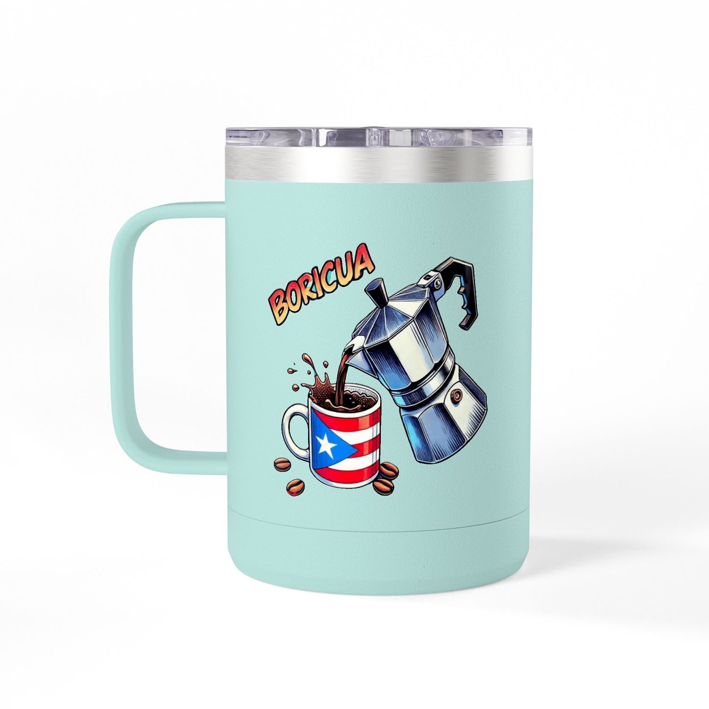 Puerto Rican Coffee Mug Tumbler, 15oz | Great Gift for Coffee Lovers, Unique Kitchen Decor, Perfect for Birthdays & Holidays