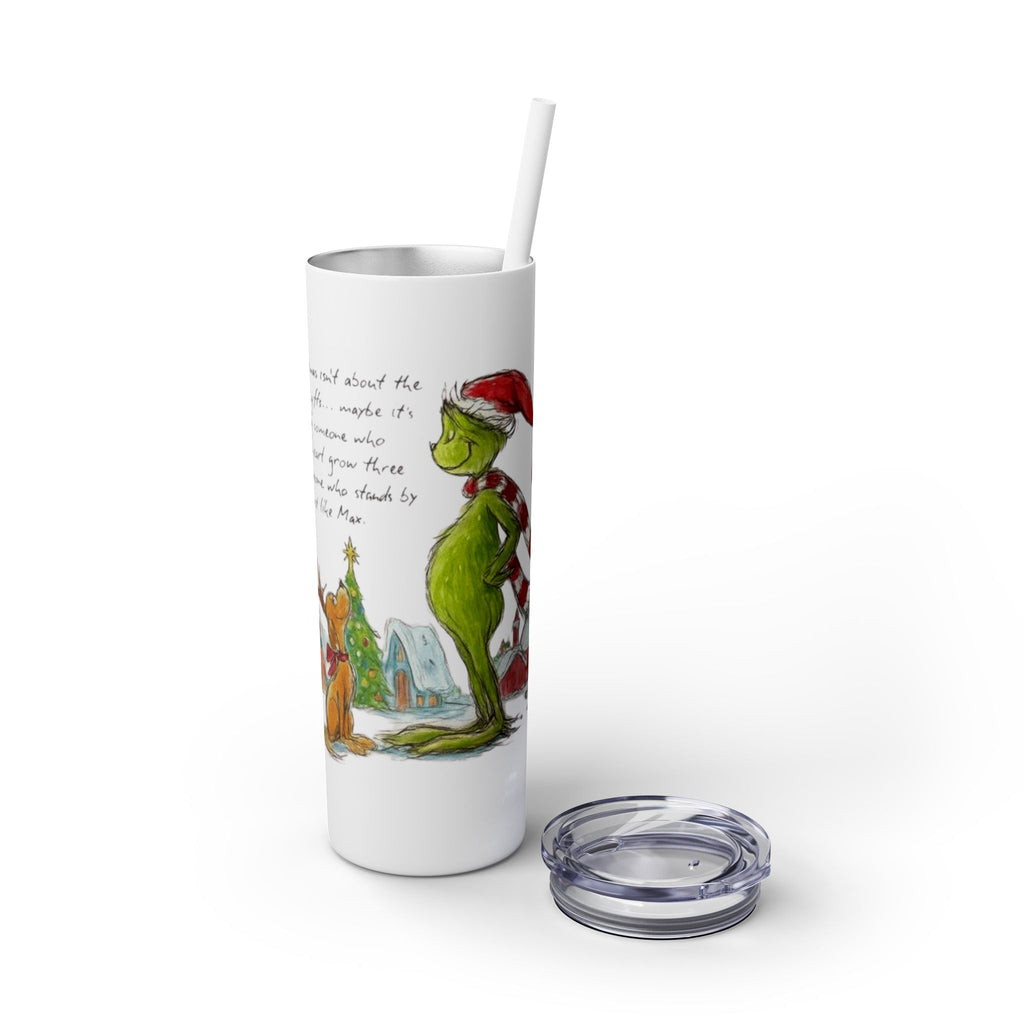 Grinch Christmas Skinny Tumbler with Straw — Dr. Seuss Holiday Quote Design, 20oz Christmas Mugs Collection