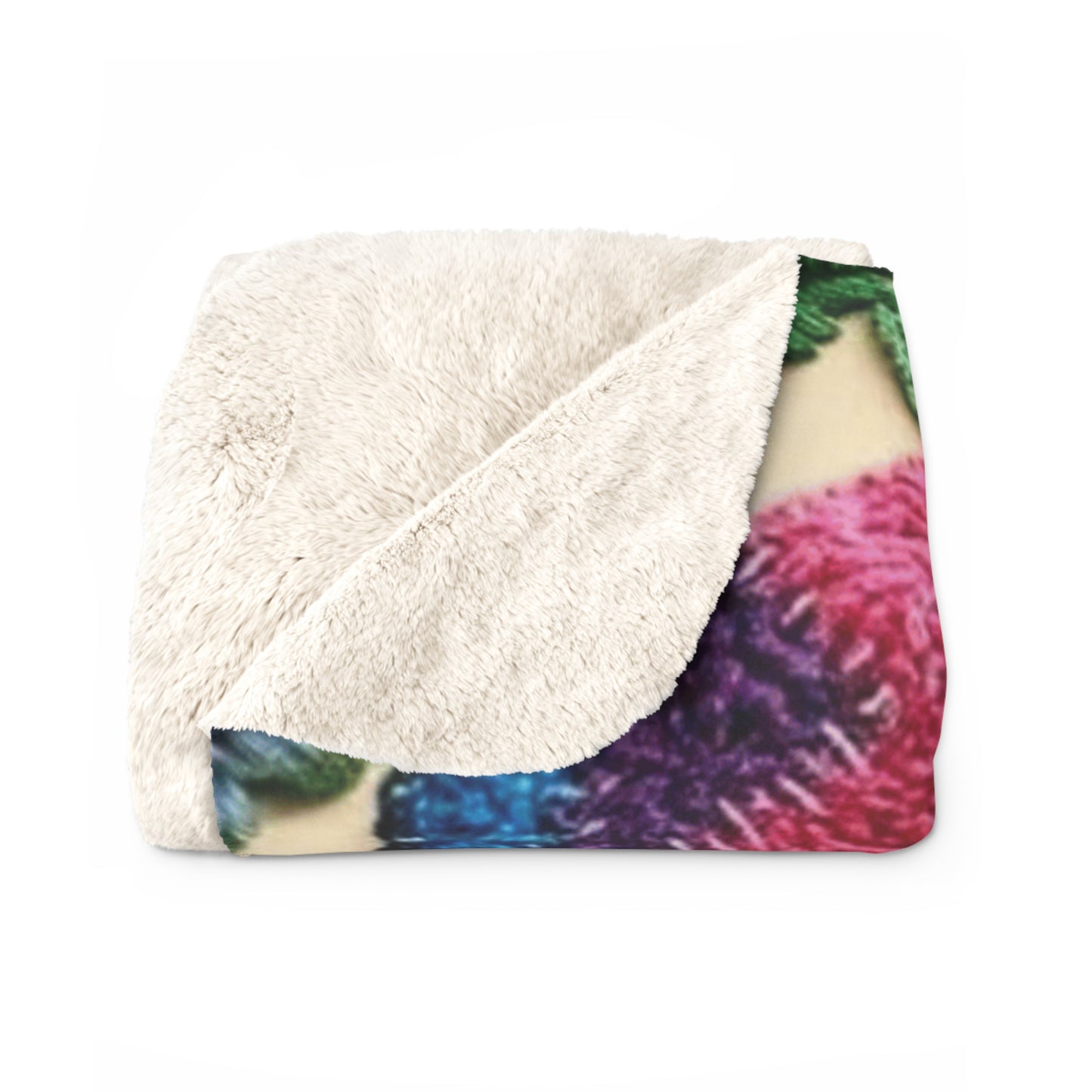 Colorful Patchwork Puppy Sherpa Blanket – Cozy Floral Dog Fleece Throw