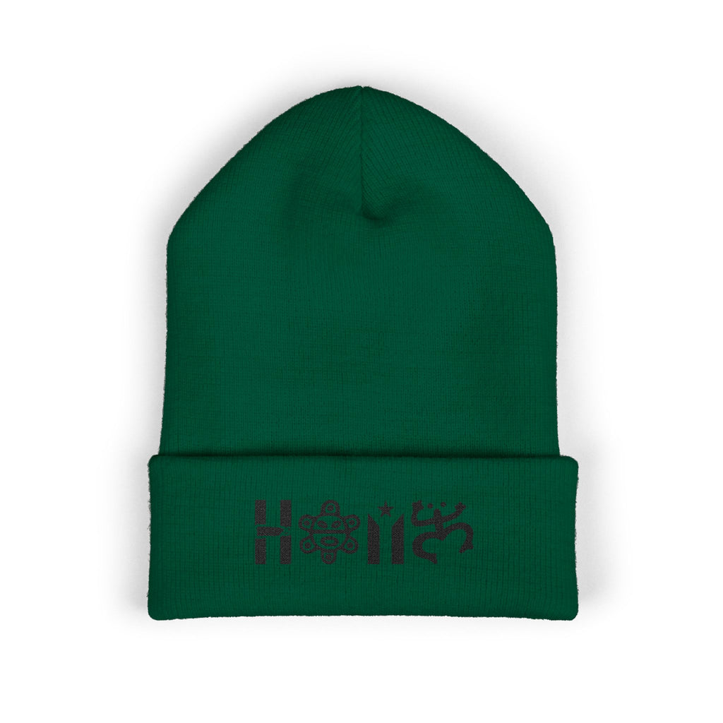 Embroidered 'Holi' Symbol Knit Hat Puerto Rico Beanie Hat – Boricua Pride Cuffed Winter Hat