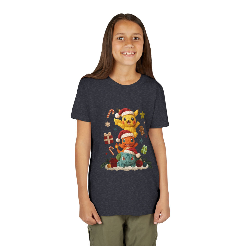 Kids Holiday Tee  Cute Stacked cartoon Characters Christmas Design