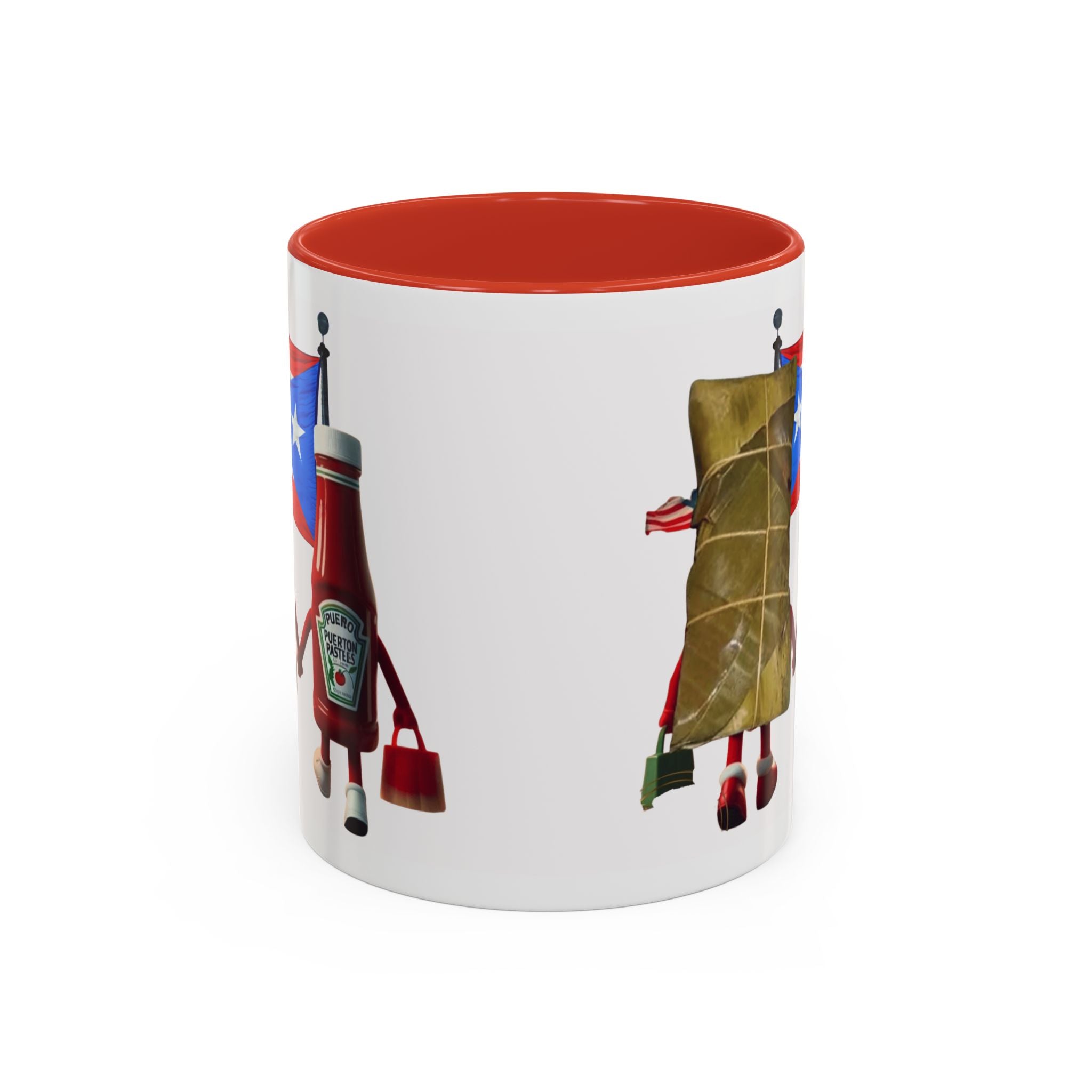 Puerto Rican Flag Ketchup & Pasteles Coffee Mug — Funny Food Friends Accent Mug (11/15oz)
