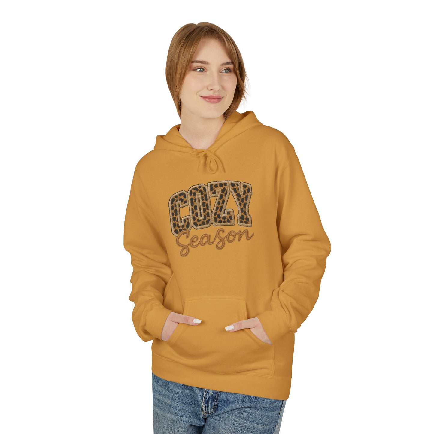Cozy Season Leopard Hoodie — Fall Winter Graphic Pullover