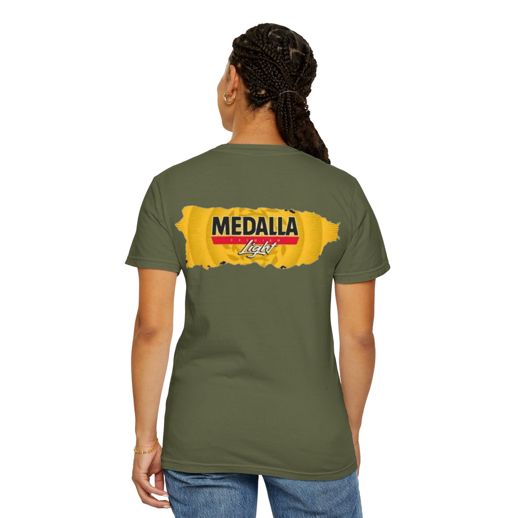 Medalla Light Puerto Rican Beer T-Shirt Coqui Frog Mascot Six-Pack Graphic Tee Puerto Rico’s Navidades