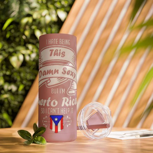 Puerto Rican Pride Skinny Matte Tumbler, 20oz | Perfect Gift for Afro-Latinx, Birthday, BBQ, Celebration, Fun Drinkware