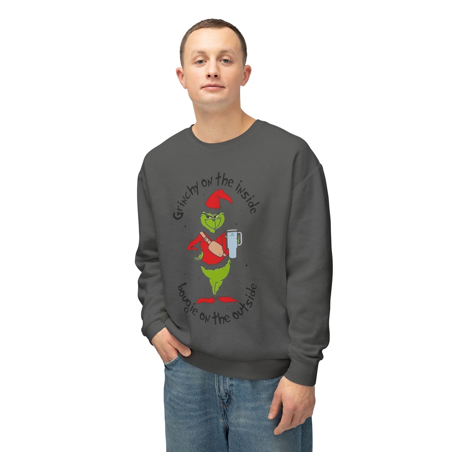 Funny, Cute & Classic Christmas Designs Grinchy on the Inside Crewneck Sweatshirt