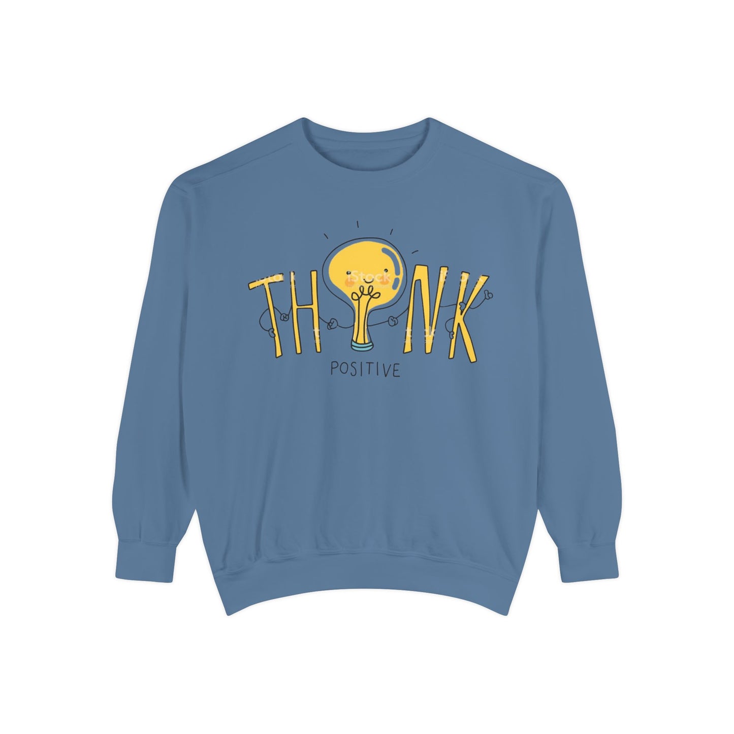 Think Positive Sweatshirt  Cute Lightbulb Graphic Positive Vibes Crewneck