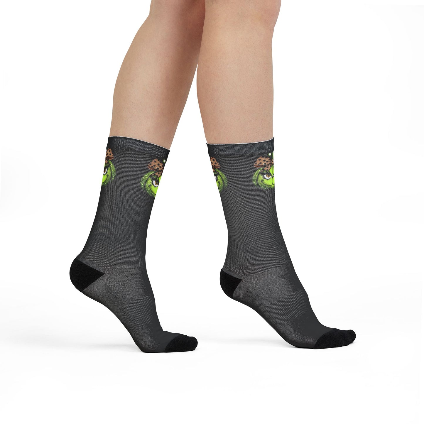 New Christmas Sock Collection! Green Pumpkin Witch Jack-O'-Lantern Crew Socks