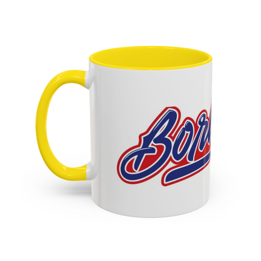 Puerto Rico Script Accent Coffee Mug — Retro Red & Blue 'Boricua' Design (11/15oz)