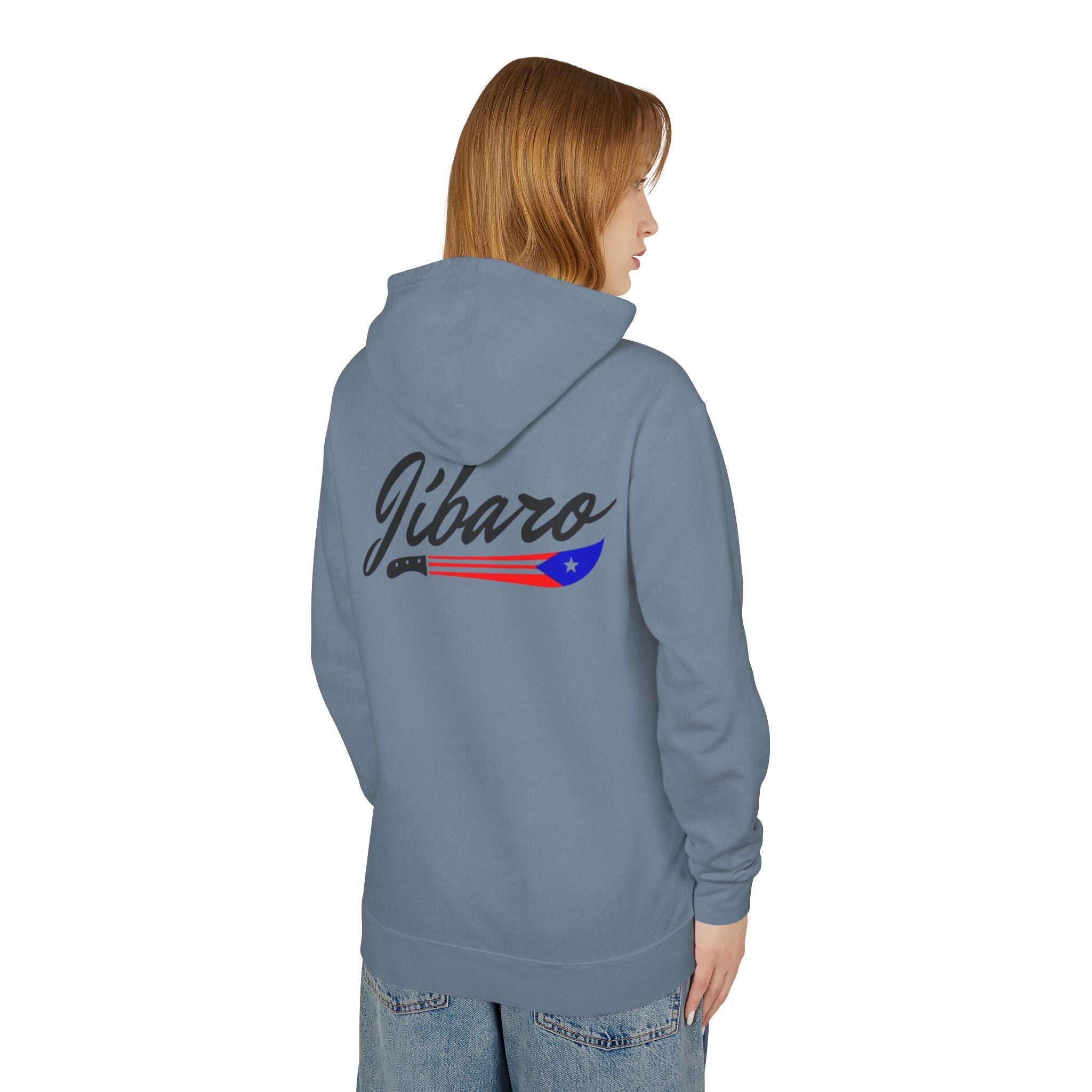 Puerto Rico Heart Flag Hoodie  "Jíbaro" Back Graphic