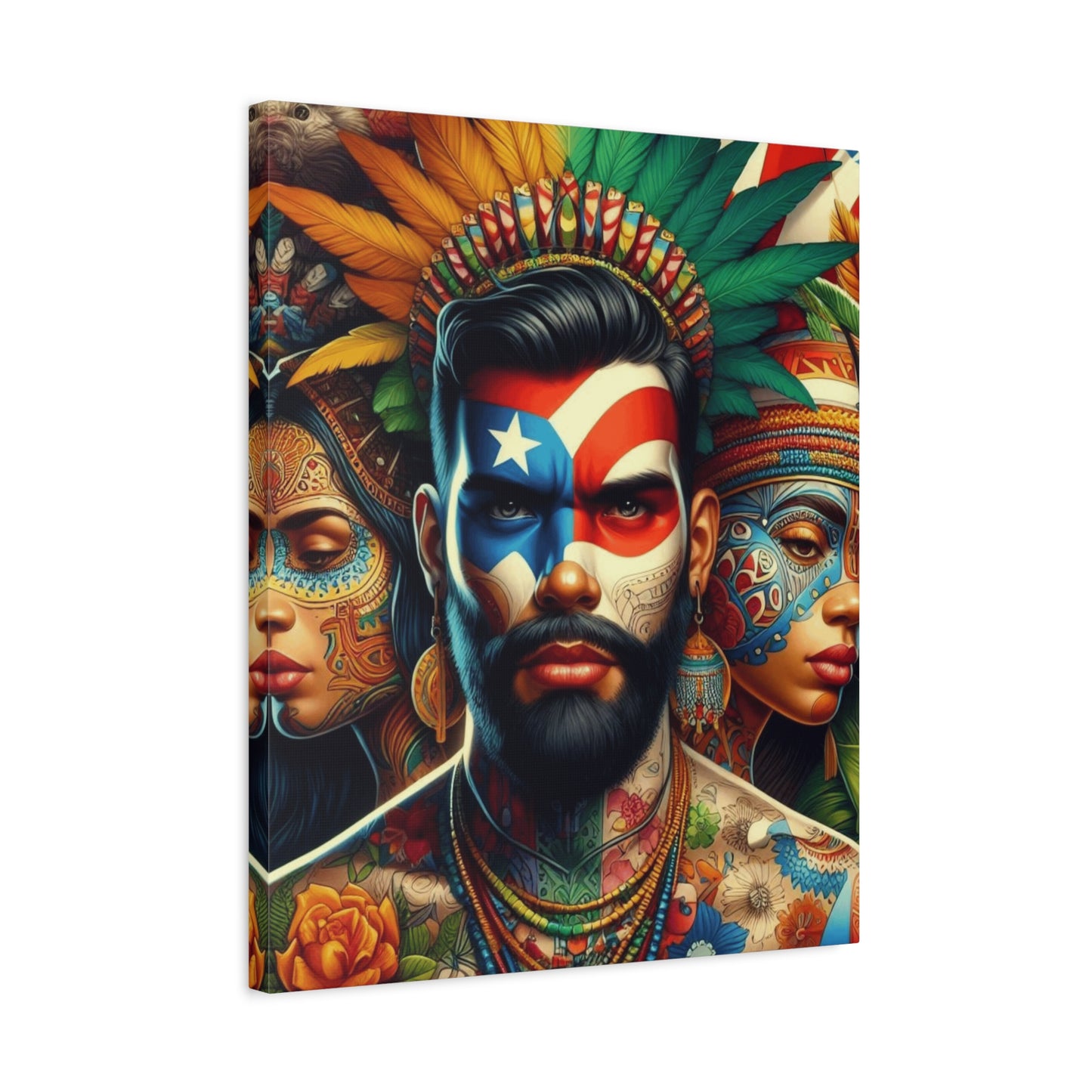 La Isla del Encanto Taíno Symbol Design Vibrant Cultural Art Canvas Print, Wall Decor, Home Decoration, Unique Artwork, Bohemian Style, Gift for Art Lovers