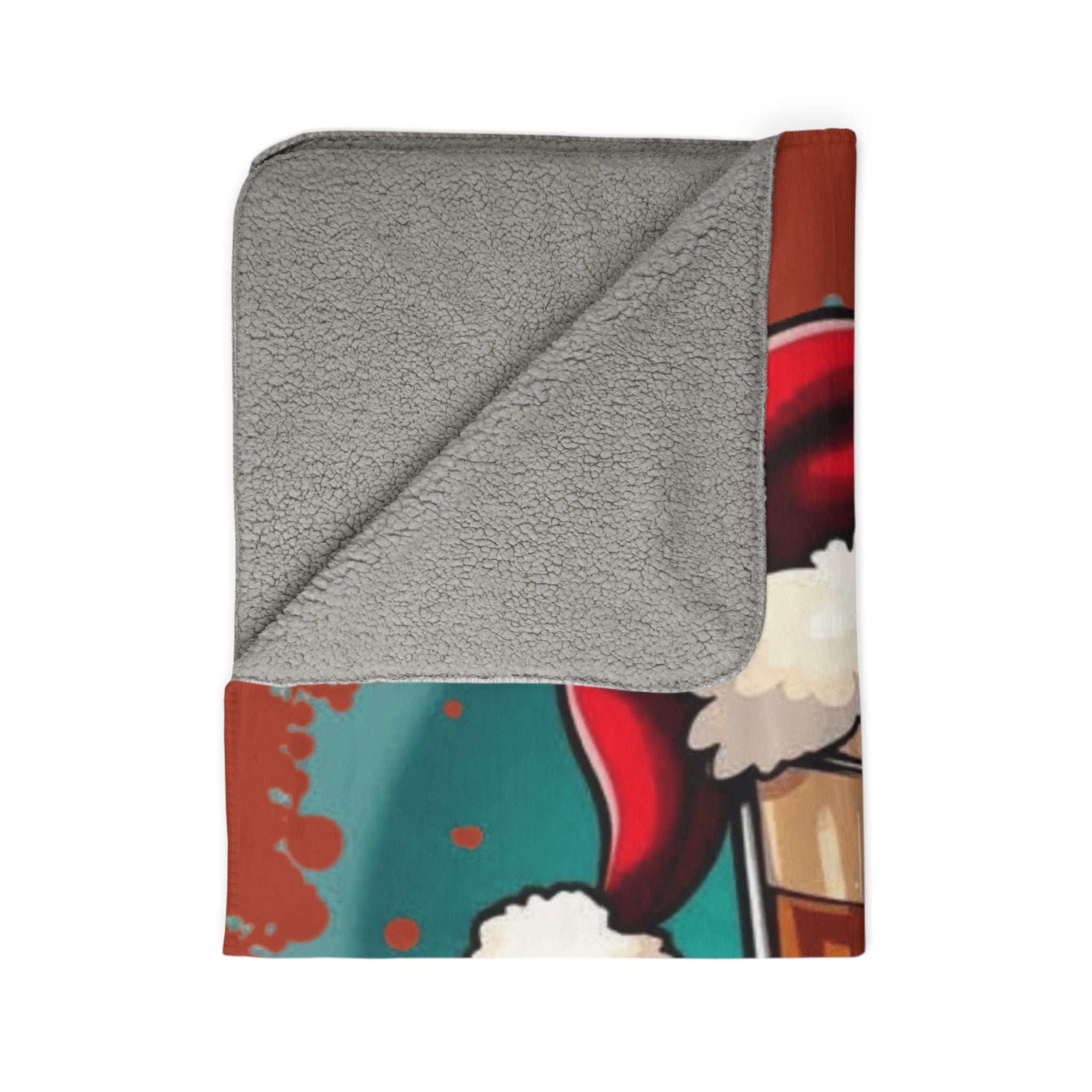 Christmas Beer Sherpa Blanket — Festive Mug with Santa Hat Holiday Throw