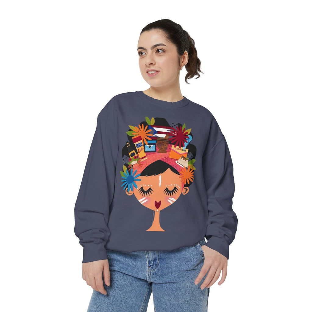 Floral Fiesta Sweatshirt — Colorful Tropical Woman Graphic Puerto Rico Navidades