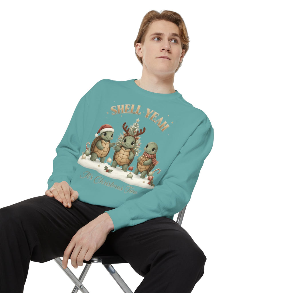 Christmas Turtle Sweatshirt  "Shell Yeah, It’s Christmas Time" Holiday Pullover
