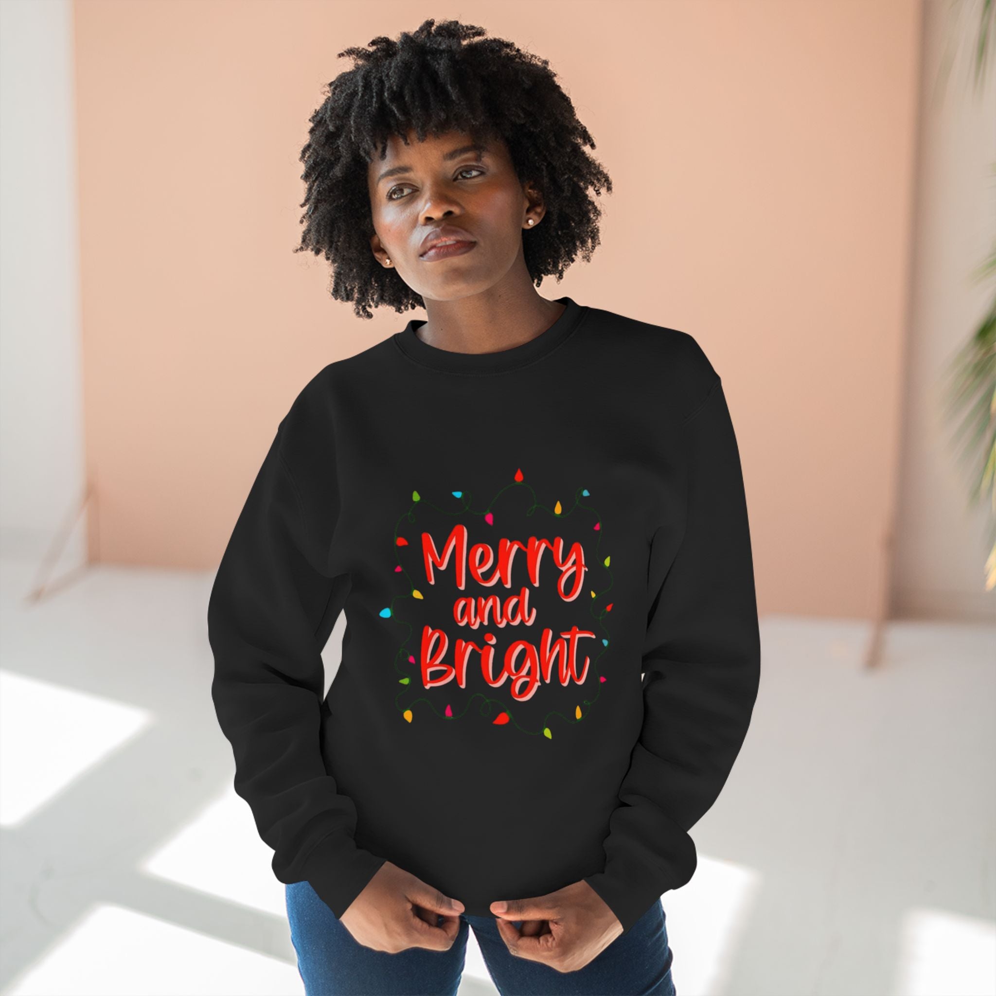 Christmas T-Shirts & Sweatshirts | Holiday Graphic Tees & Cozy Festive Wear Merry and Bright Crewneck Sweatshirt