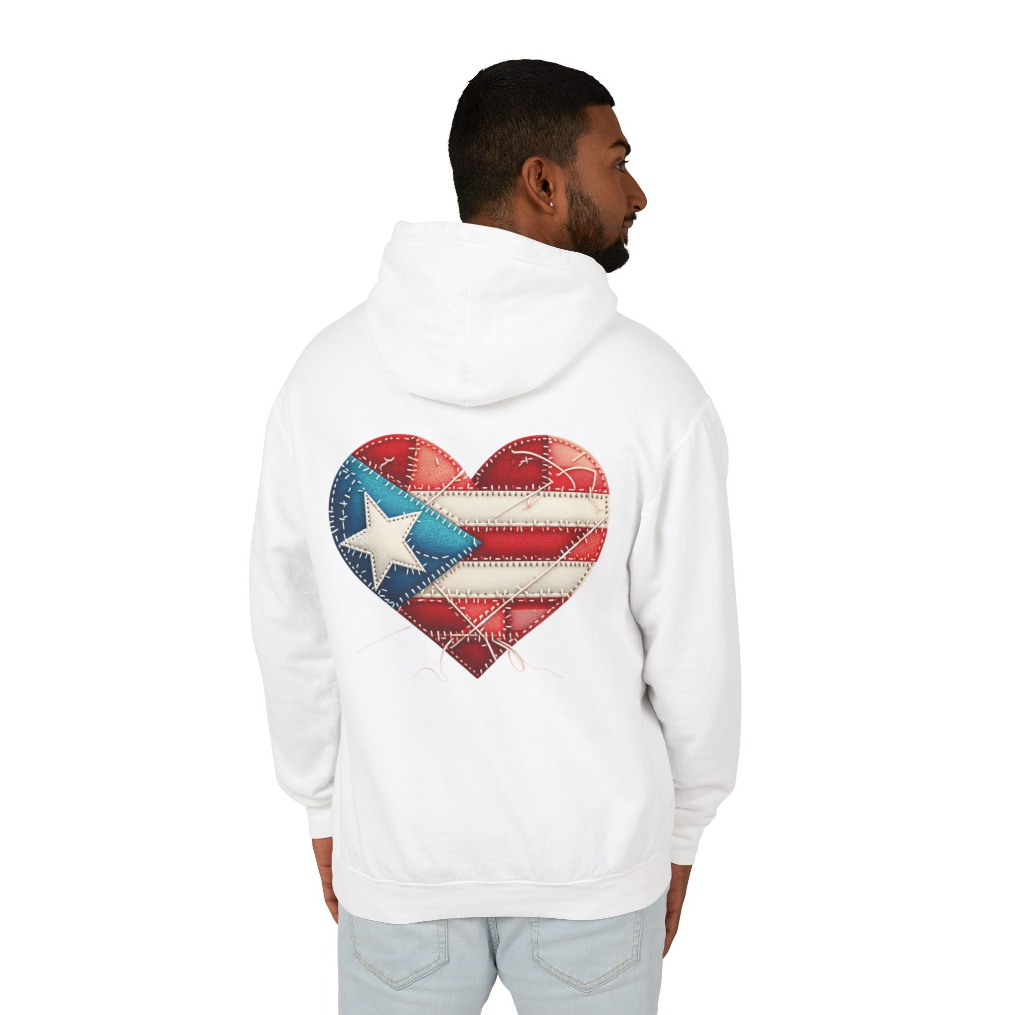 Jíbara Hoodie — Puerto Rican Heart Flag Lightweight Hooded Sweatshirt