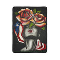 Puerto Rico Design Blanket! Patriotic Rose Face Fleece Sherpa Blanket