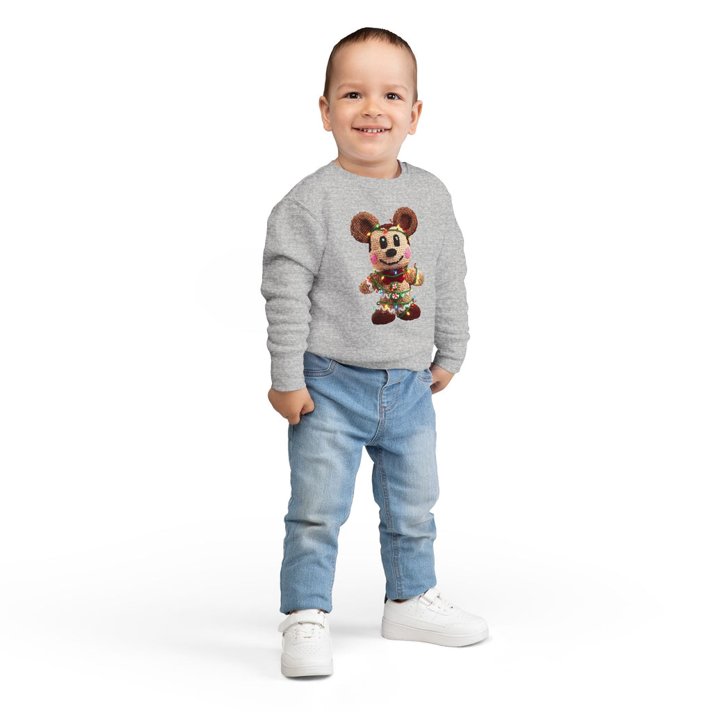 Holiday Plush Bear Toddler Sweatshirt  Festive Lights & Wreath Design