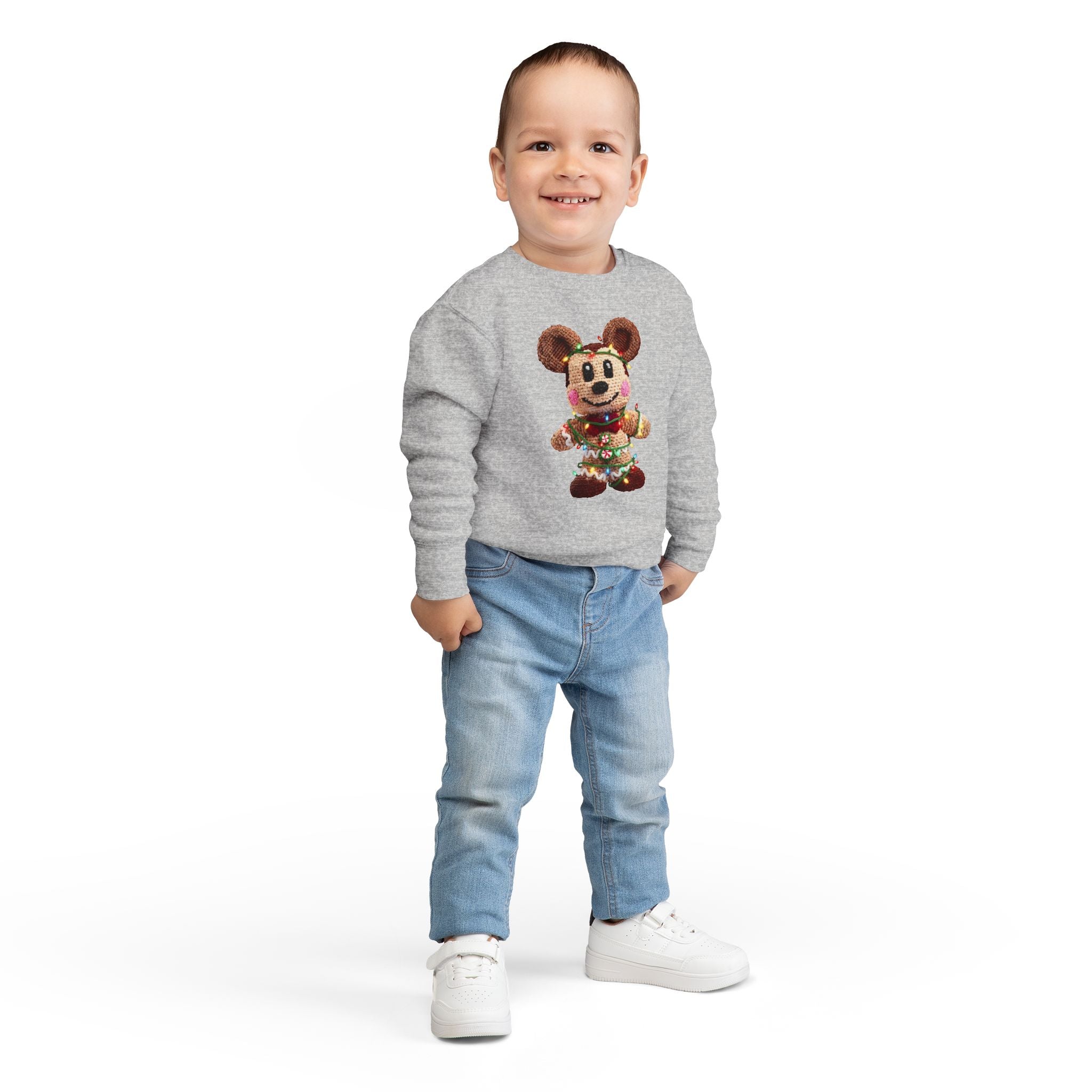 Holiday Plush Bear Toddler Sweatshirt  Festive Lights & Wreath Design
