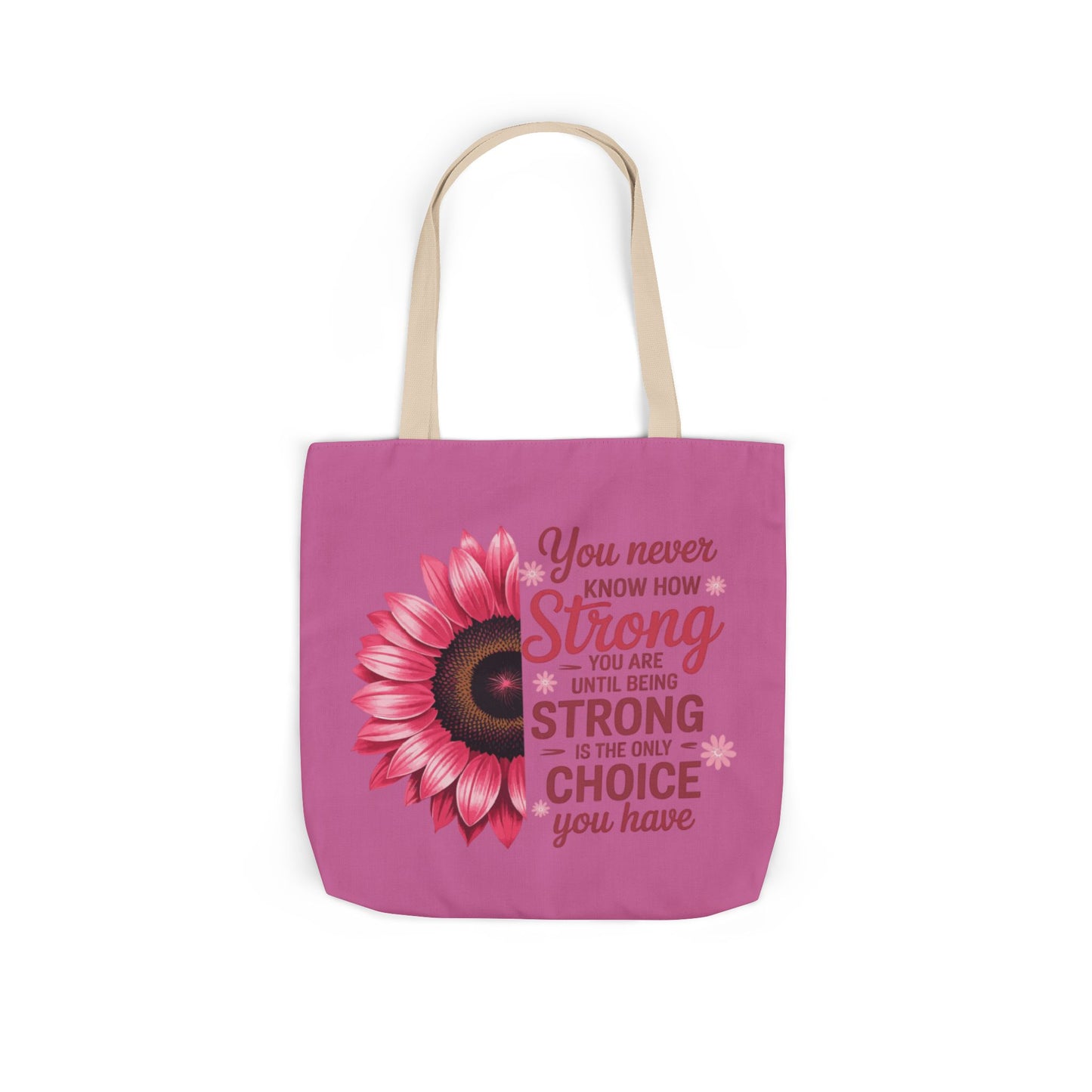 Cancer Survivor Hope Collection Inspirational Canvas Tote Bag with Floral Design