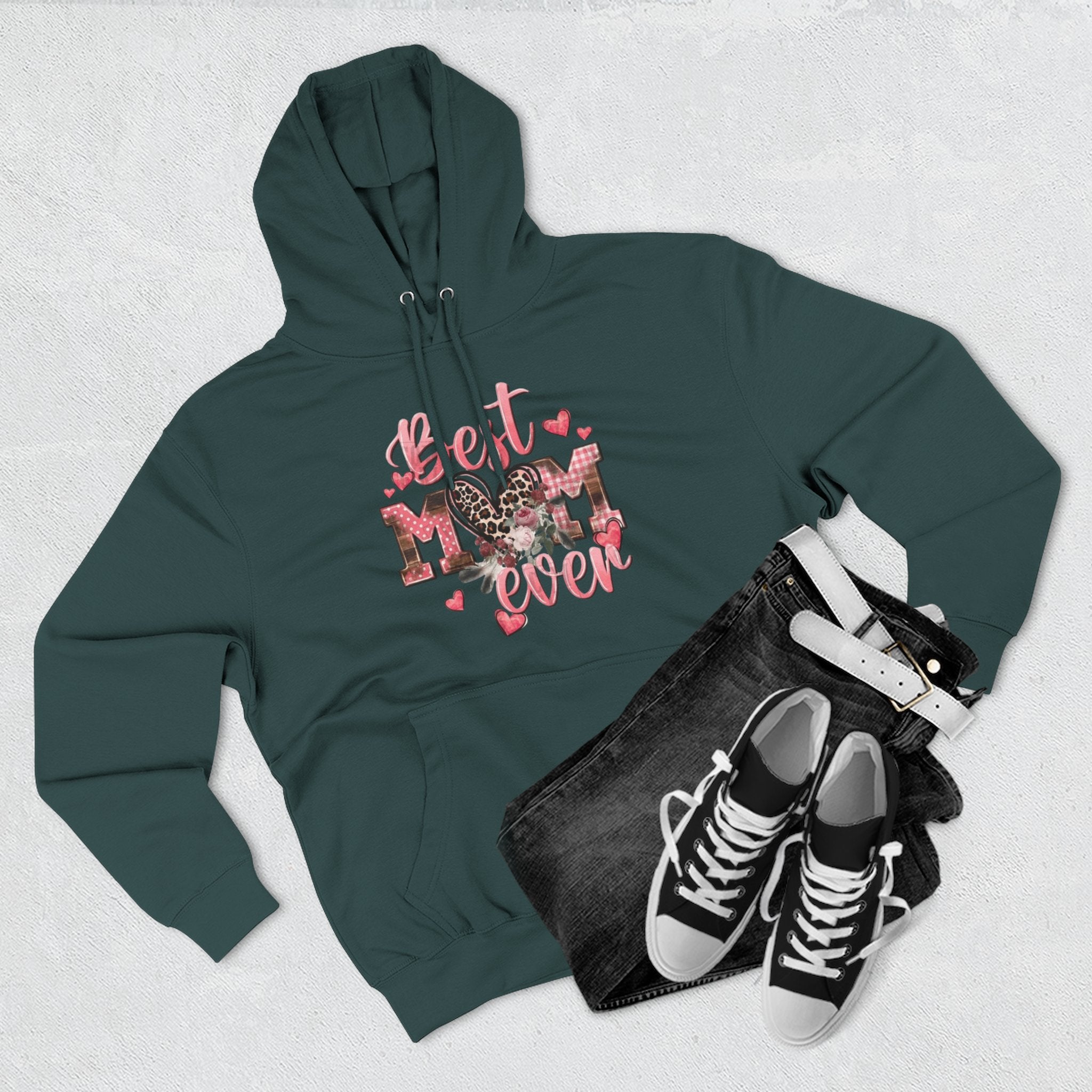 Best Mom Ever Hoodie  Leopard Heart Mother's Day Pullover