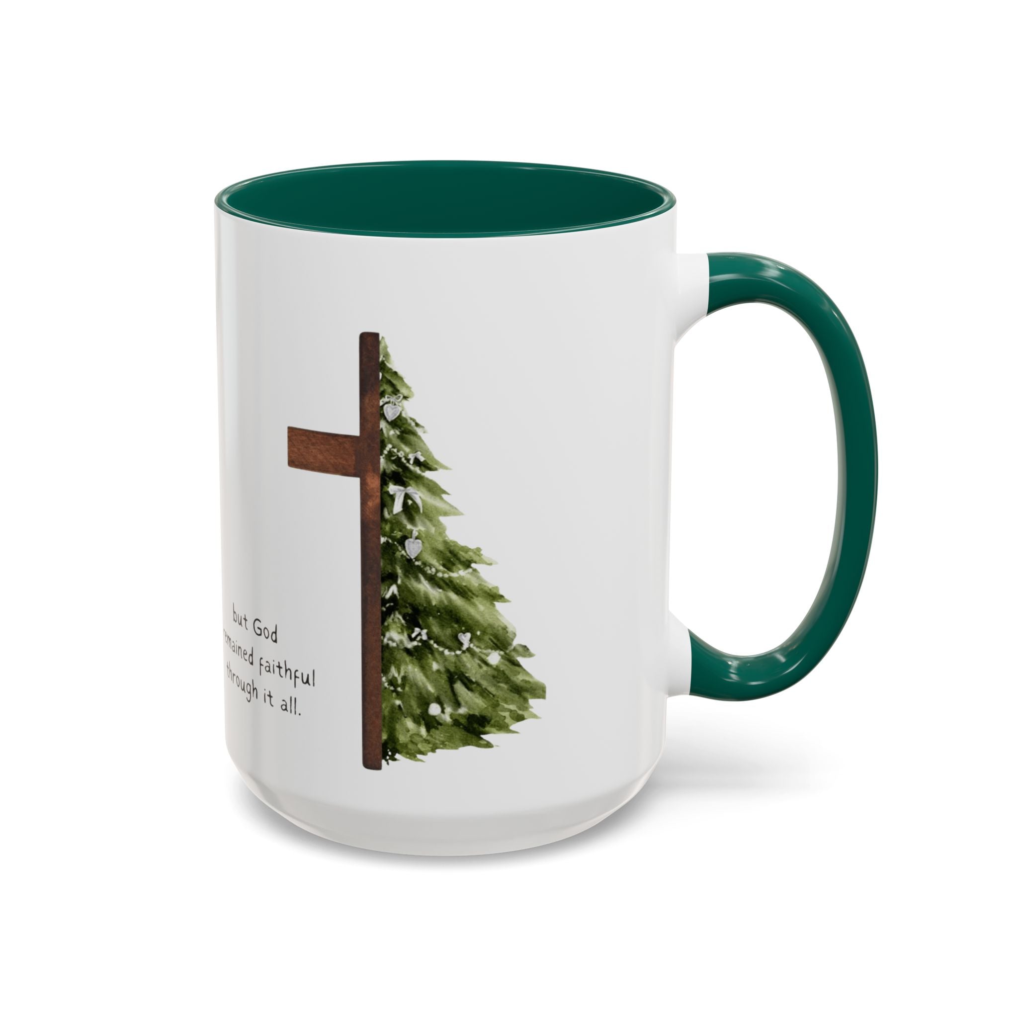 Christian Cross & Pine Tree Mug — Faith Reminder Coffee Cup (11oz/15oz)