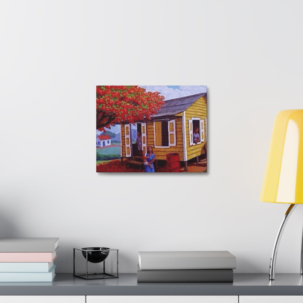 The Soul of Puerto RicoCaribbean Cottage Stretched Canvas  Tropical Village Scene Wall Art