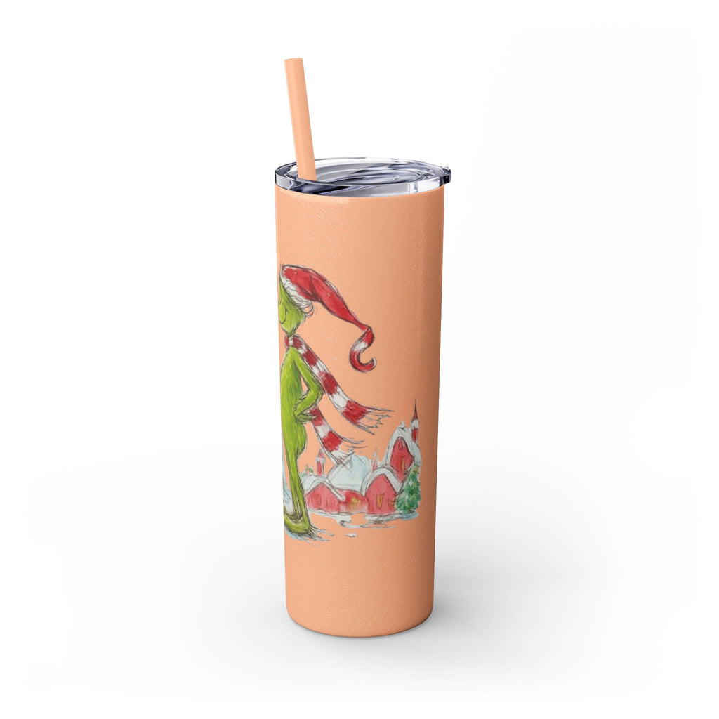 Grinch Christmas Skinny Tumbler with Straw — Dr. Seuss Holiday Quote Design, 20oz Christmas Mugs Collection