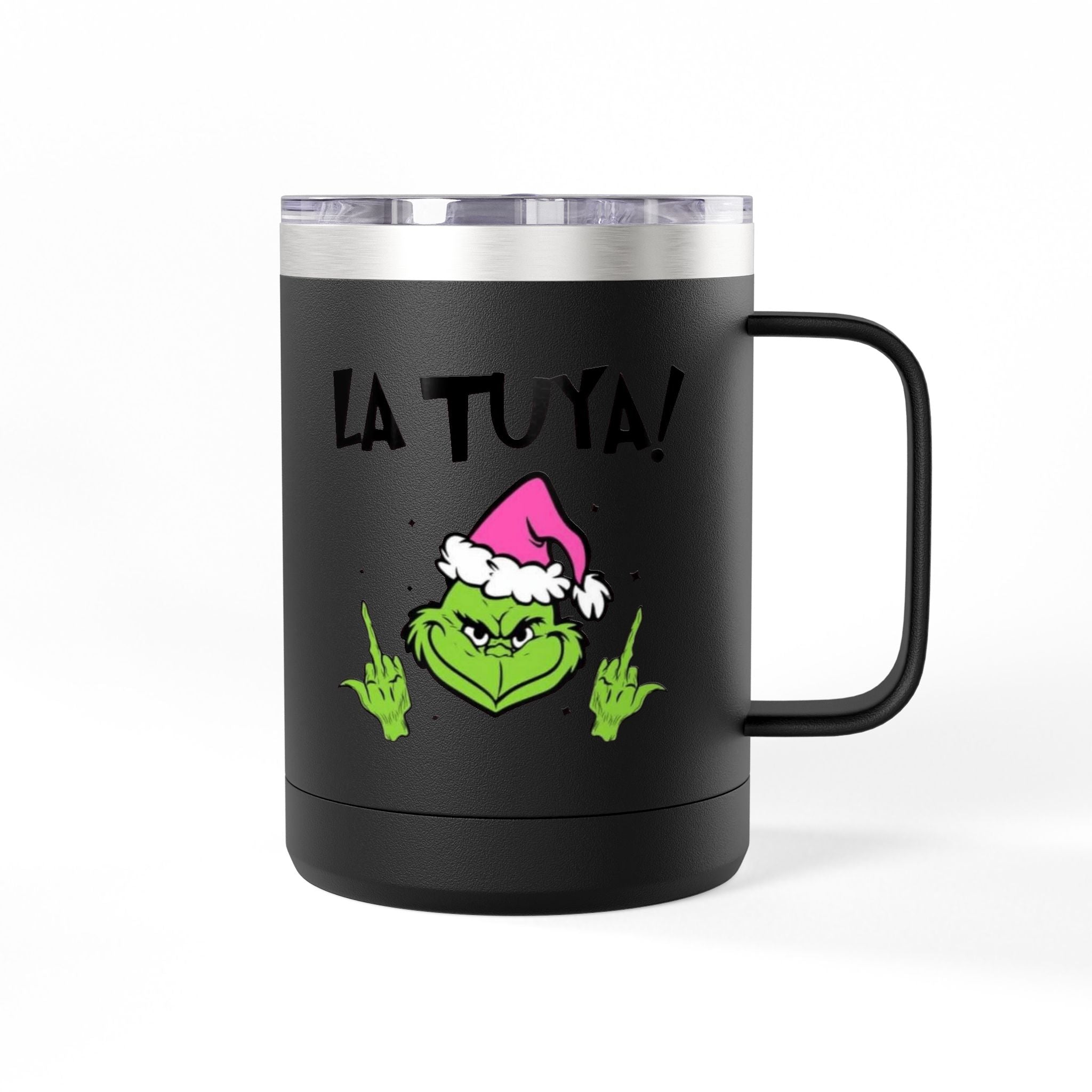 Holiday Grinch Coffee Mug Tumbler - 15oz Vaso / Taza de Acero Inoxidable – Diseño Navideño