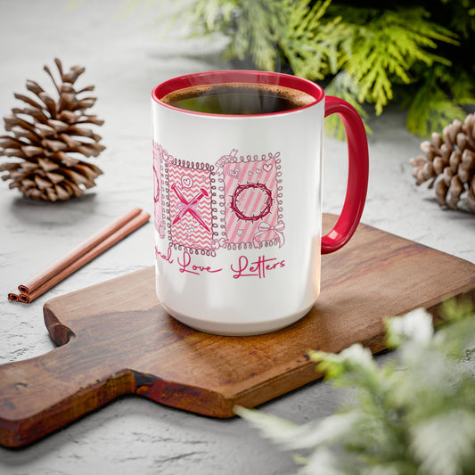 Love Letters XOXO Ceramic Mug — Colorful 11oz & 15oz Coffee Cup