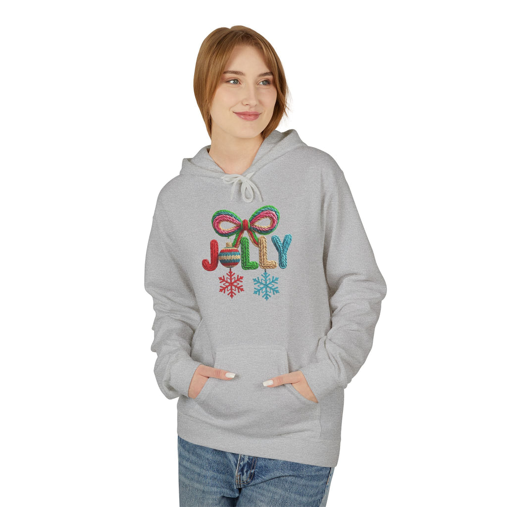 Jolly Candy Cane Holiday Hoodie — "JOLLY" Festive Sweatshirt