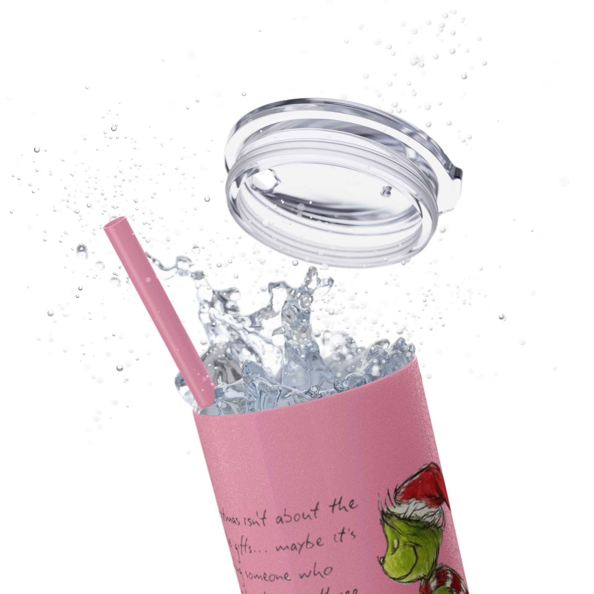 Grinch Christmas Skinny Tumbler with Straw — Dr. Seuss Holiday Quote Design, 20oz Christmas Mugs Collection