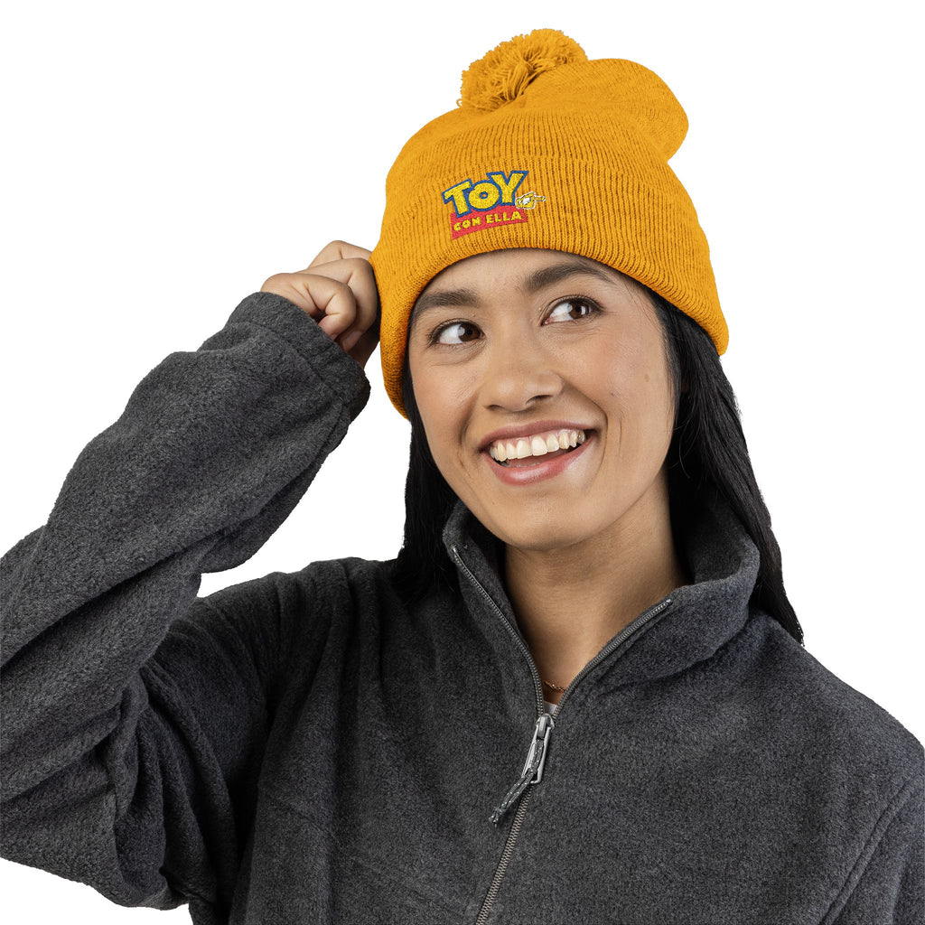 Toy Story Embroidered Pom-Pom Knit Cap Humor Cuffed Beanie – Warm, Soft & Sassy Winter Hat