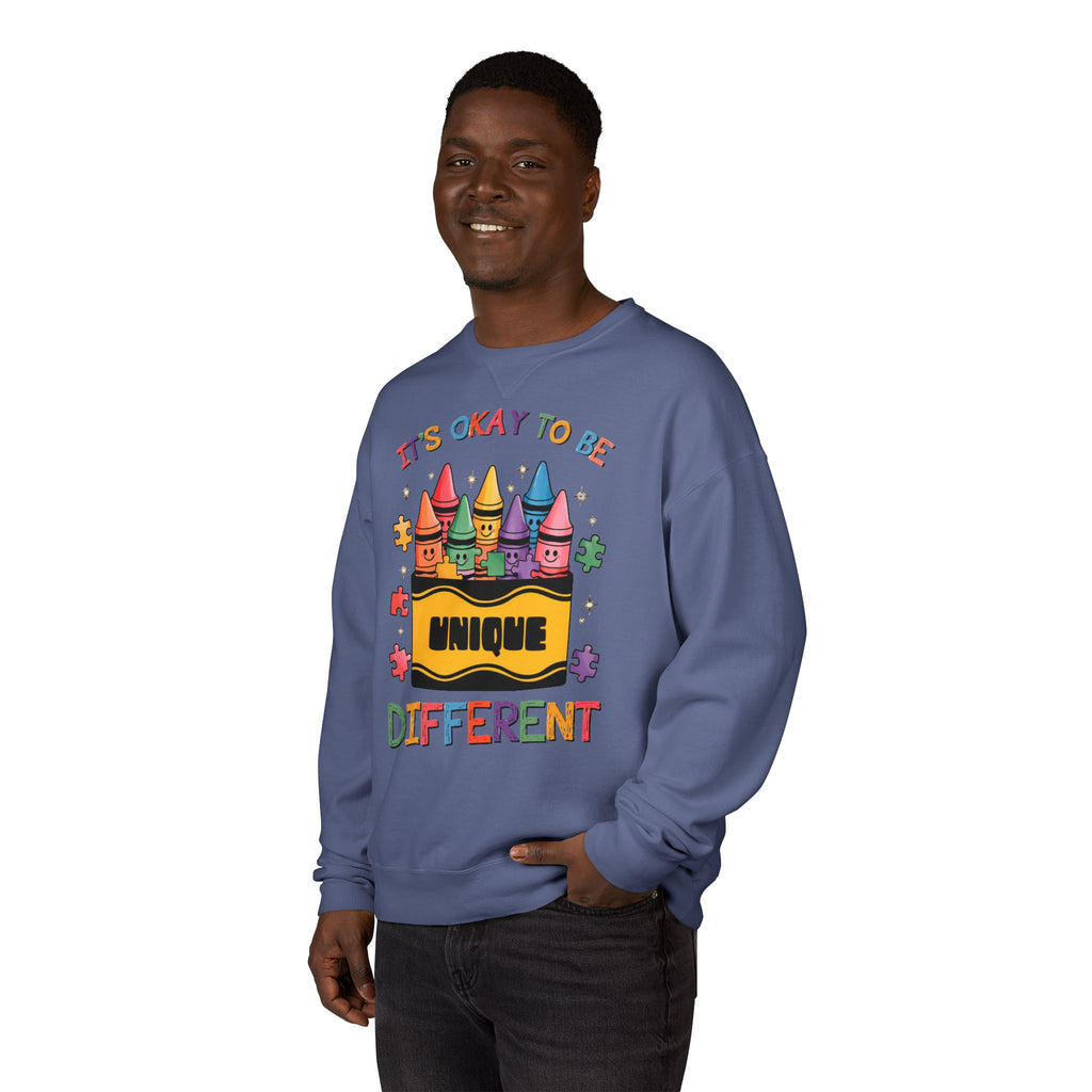 Autism Awareness & Pride Collection Unique & Different Crewneck Sweatshirt - Unisex ComfortWash®