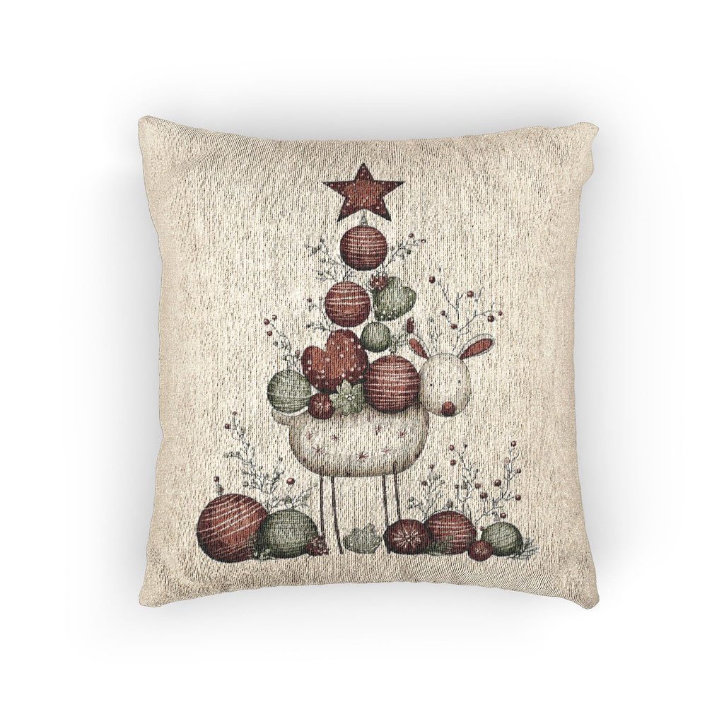 Rustic Holiday Fruit Tree Woven Pillow  Farmhouse Christmas Decor CHRISTMAS PILLOW DÉCOR