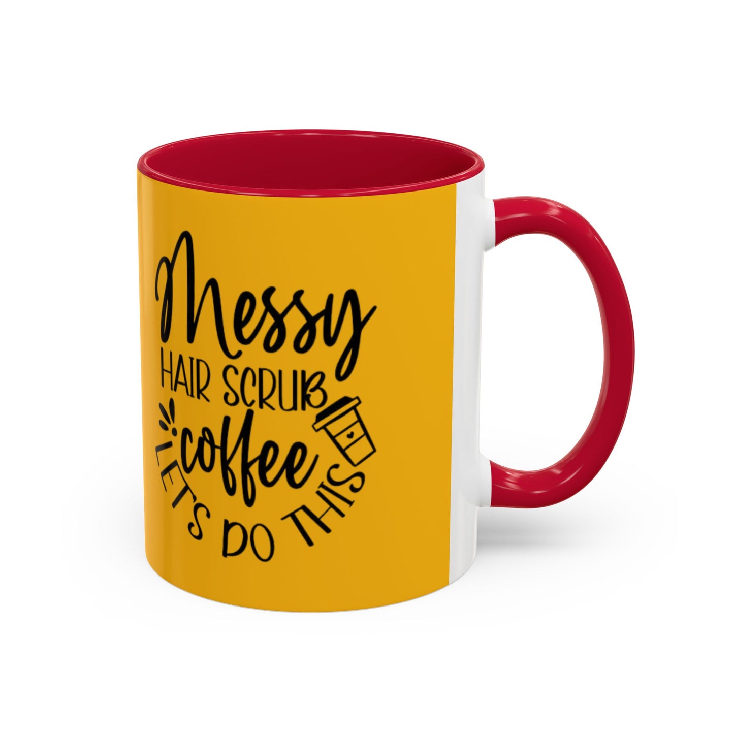 Holiday Coffee Cups with Festive Quotes & Designs Messy Hair Coffee Mug - Fun Yellow Ceramic Cup for Coffee Lovers